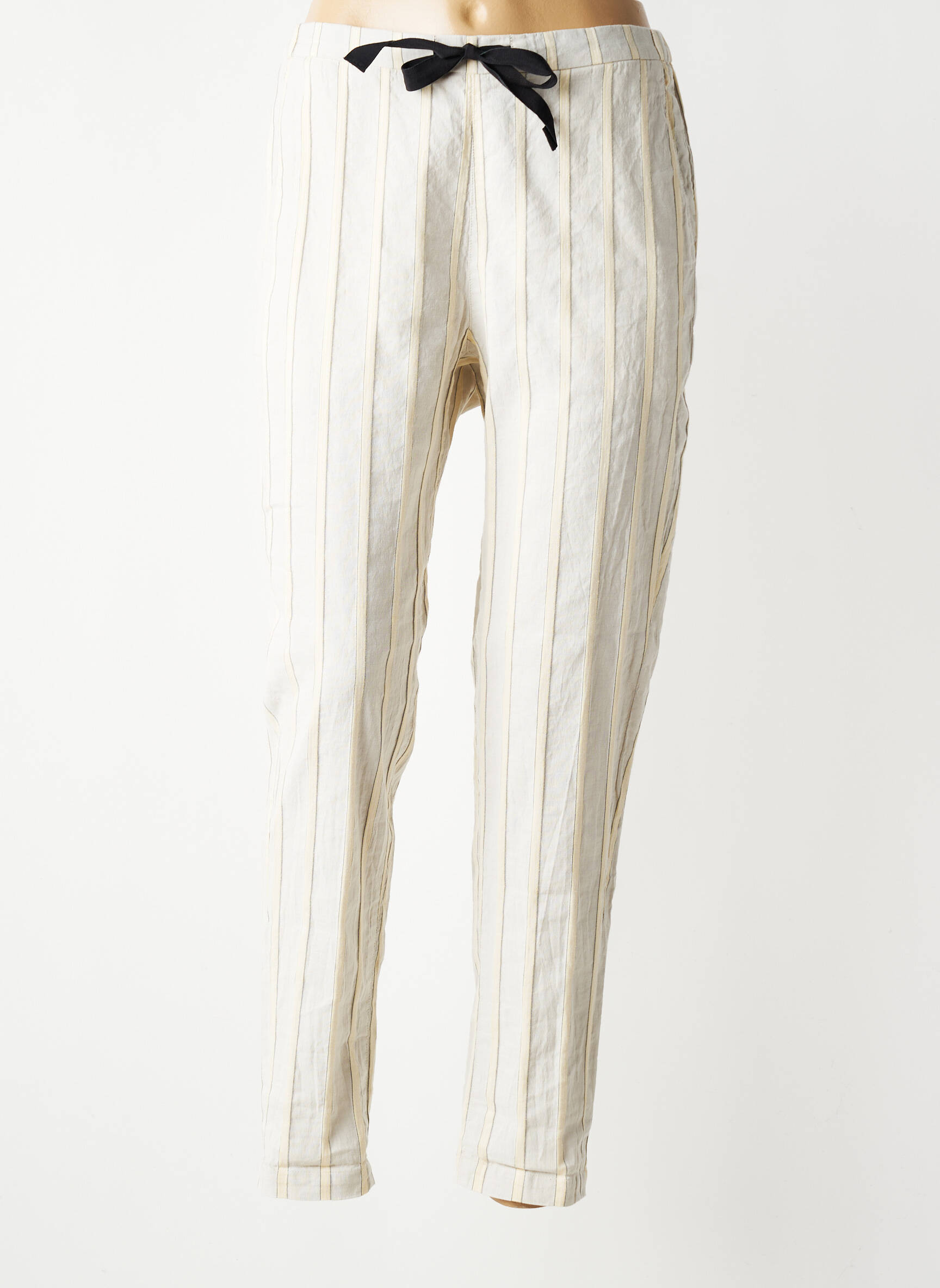 Pantalon drept talie elastică mărime normală albastru BELLEROSE femeie