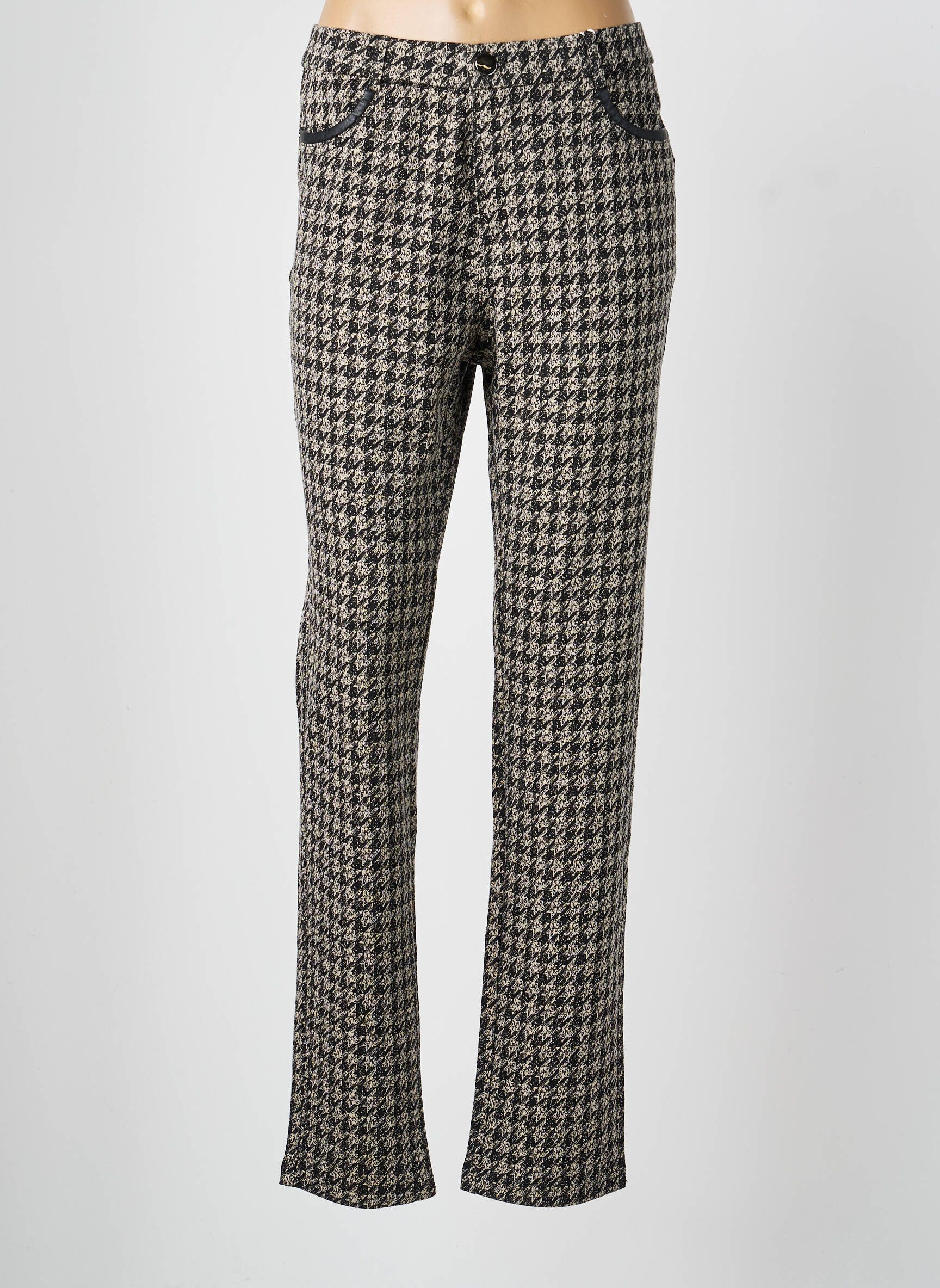 Pantalon drept închidere cu fermoar sub clapetă cu nasturi negru TINTA femeie