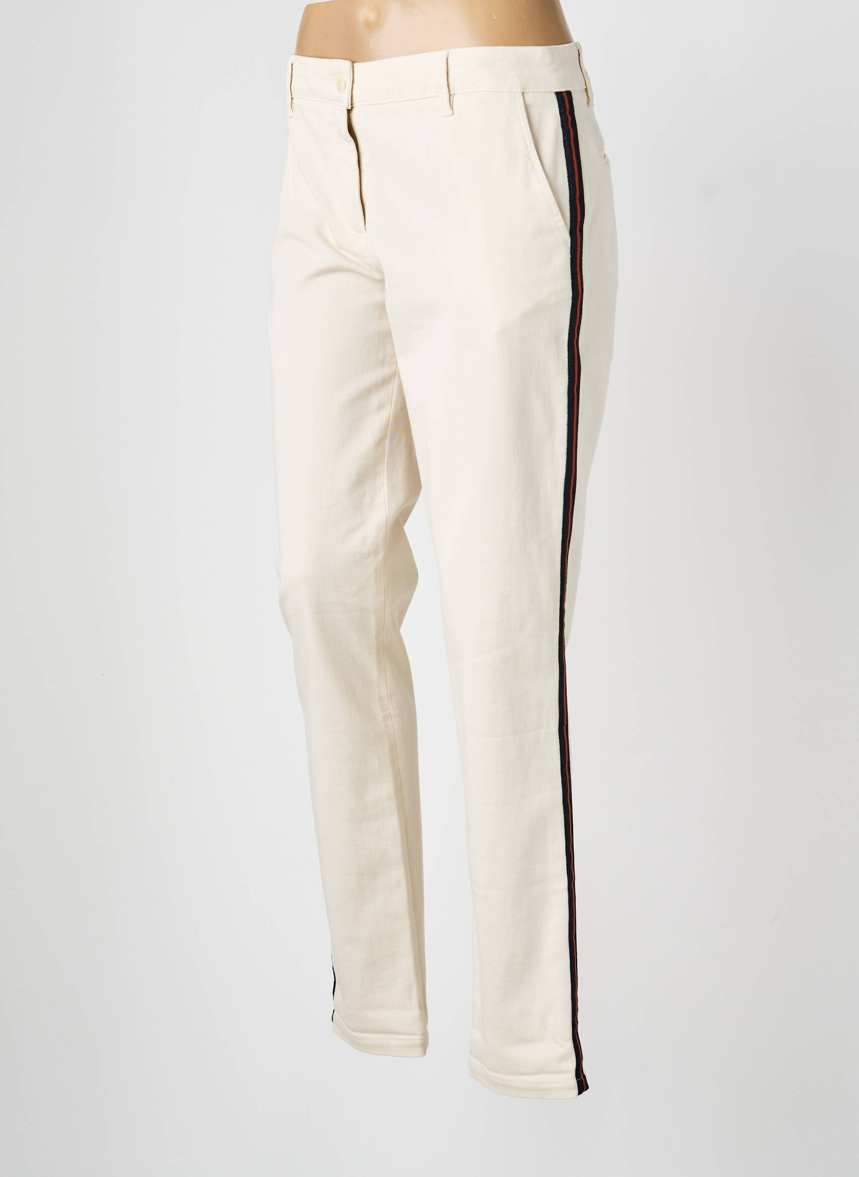 Pantalon drept închidere cu fermoar sub clapetă cu nasturi bej ESSENTIEL ANTWERP femeie