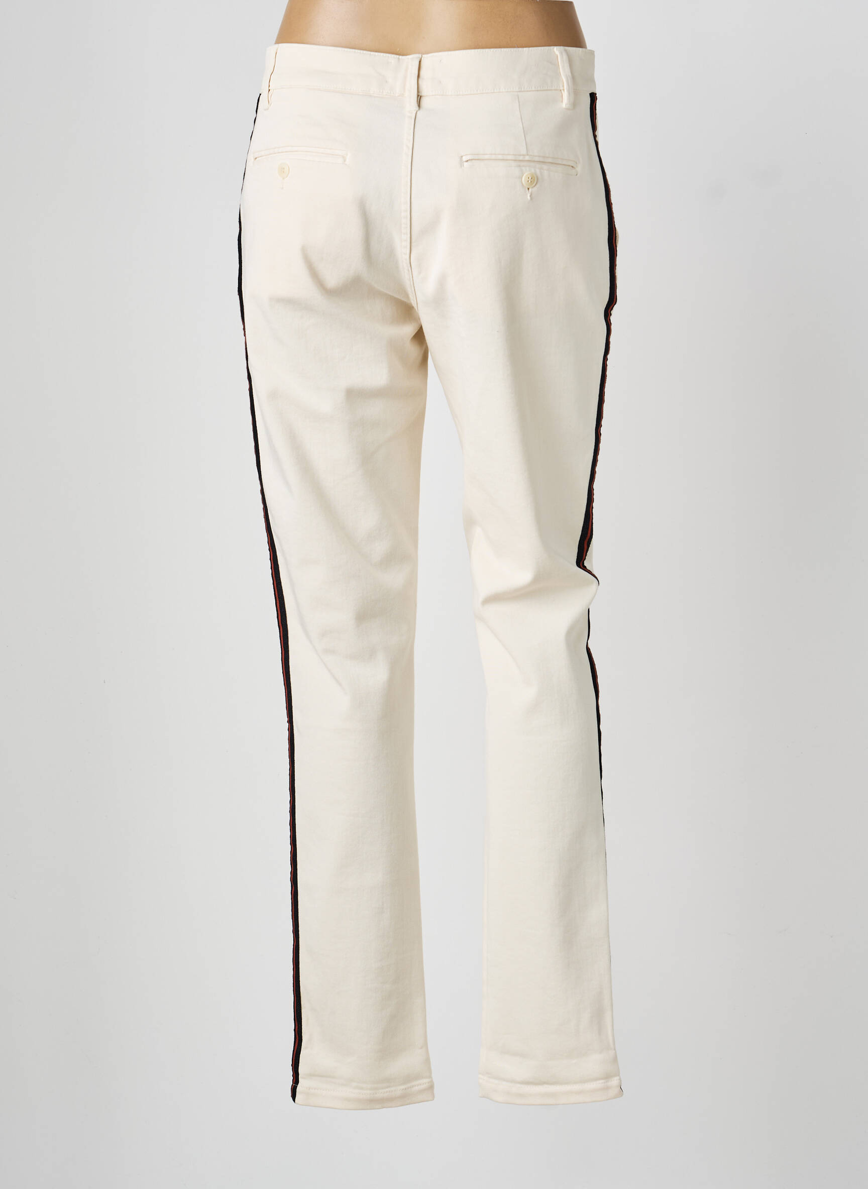 Pantalon drept închidere cu fermoar sub clapetă cu nasturi bej ESSENTIEL ANTWERP femeie