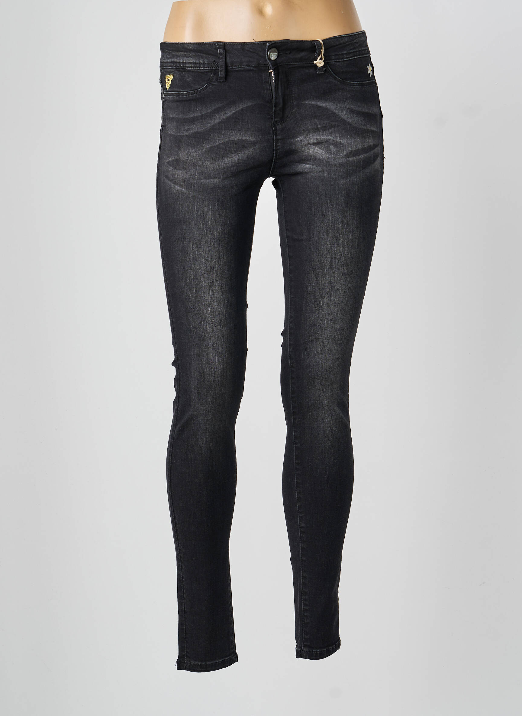 Blugi cu croială slim buzunare negru DESIGUAL femeie