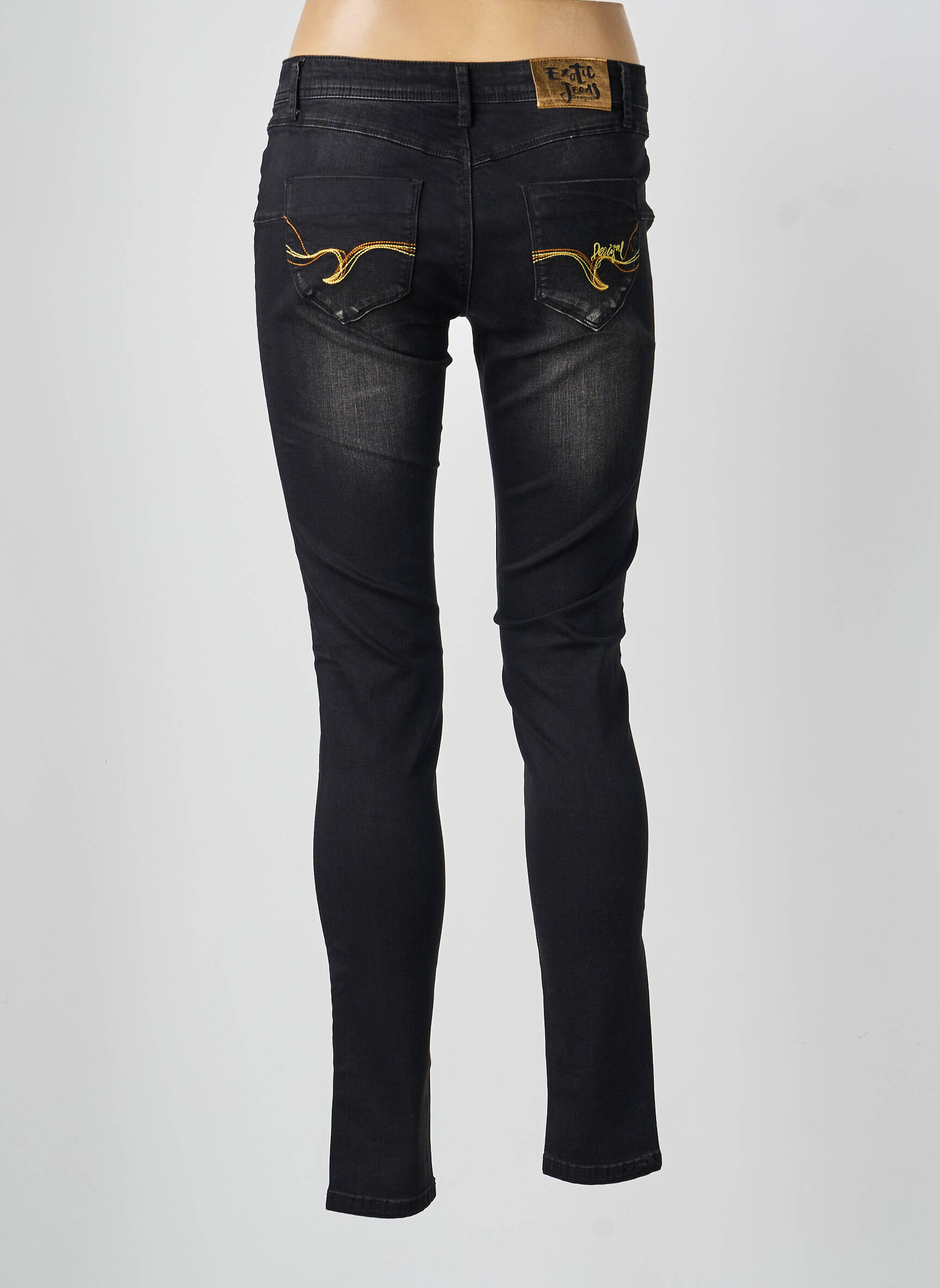 Blugi cu croială slim buzunare negru DESIGUAL femeie