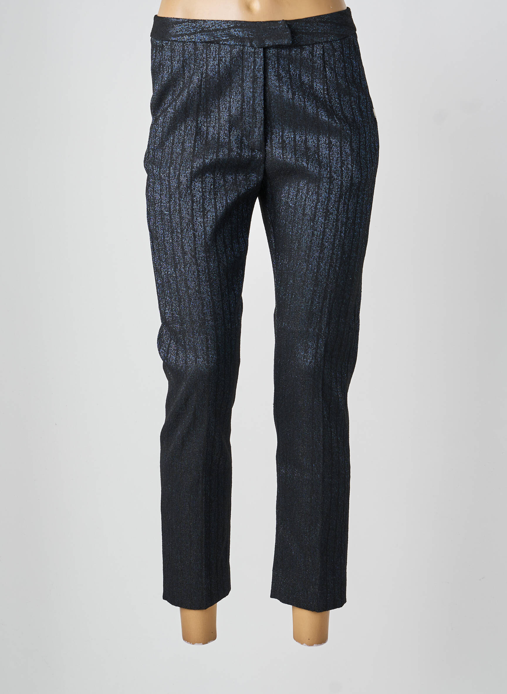 Pantalon 7/8 închidere cu fermoar sub clapetă cu nasturi albastru GAUDI femeie