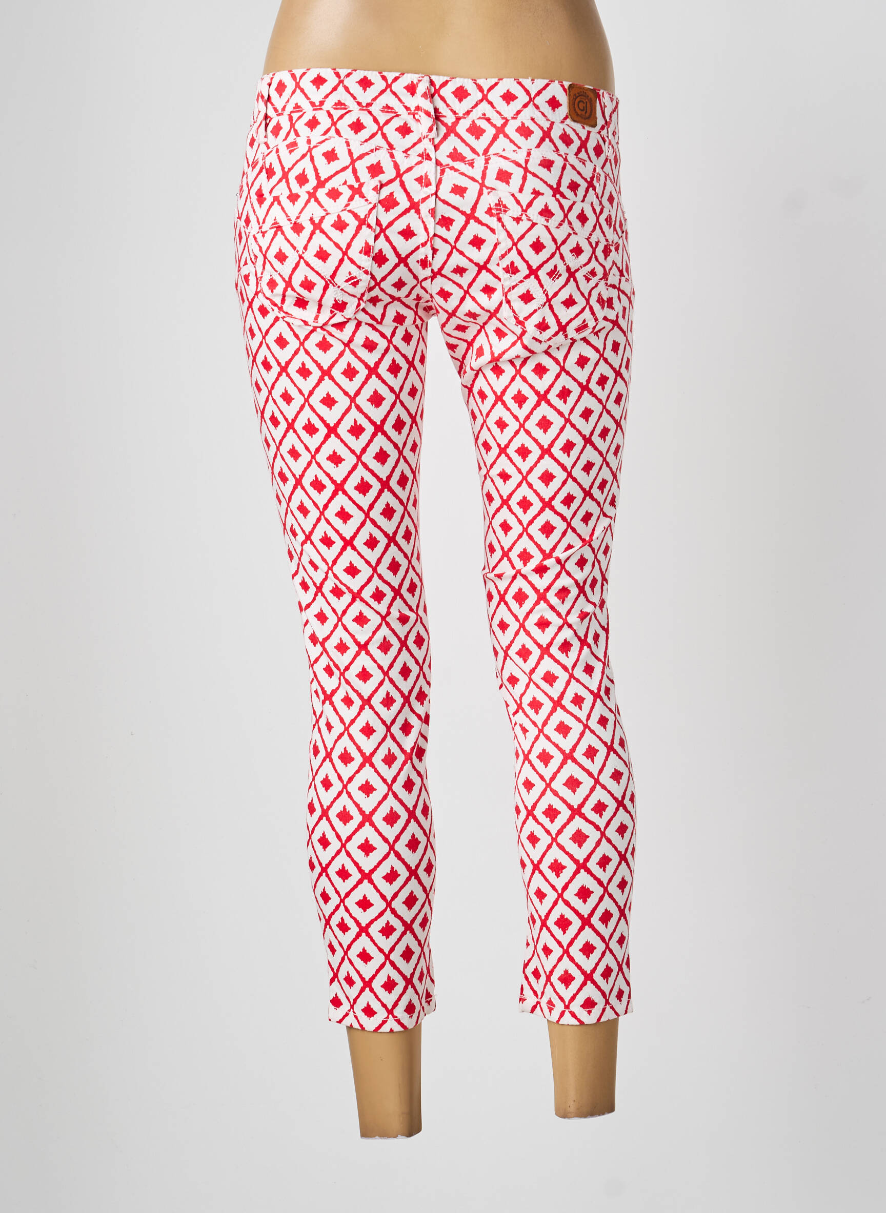 Pantalon 7/8 închidere cu fermoar sub clapetă cu nasturi roșu GAUDI femeie