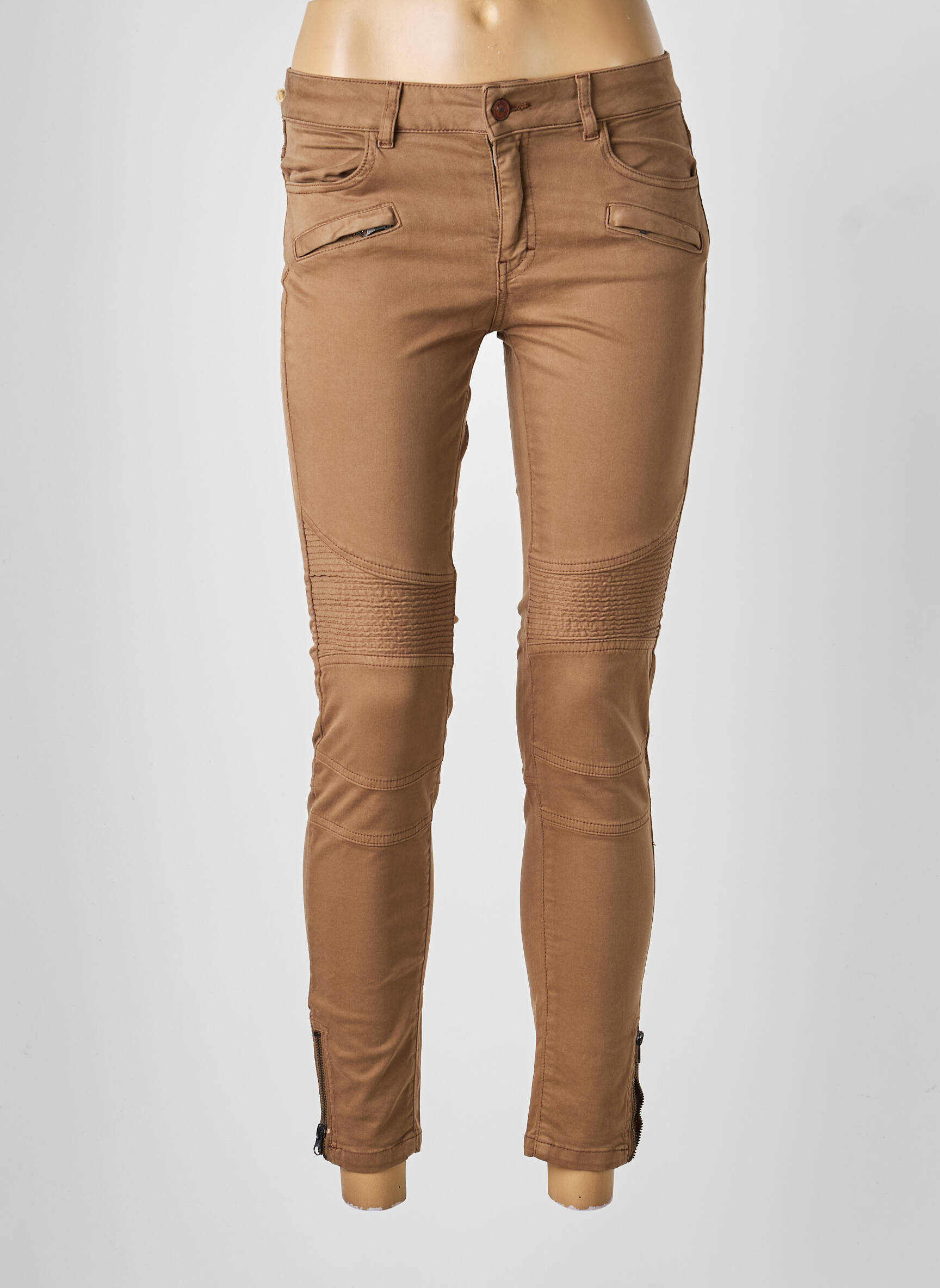 Pantalon slim buzunare maro FIVE femeie