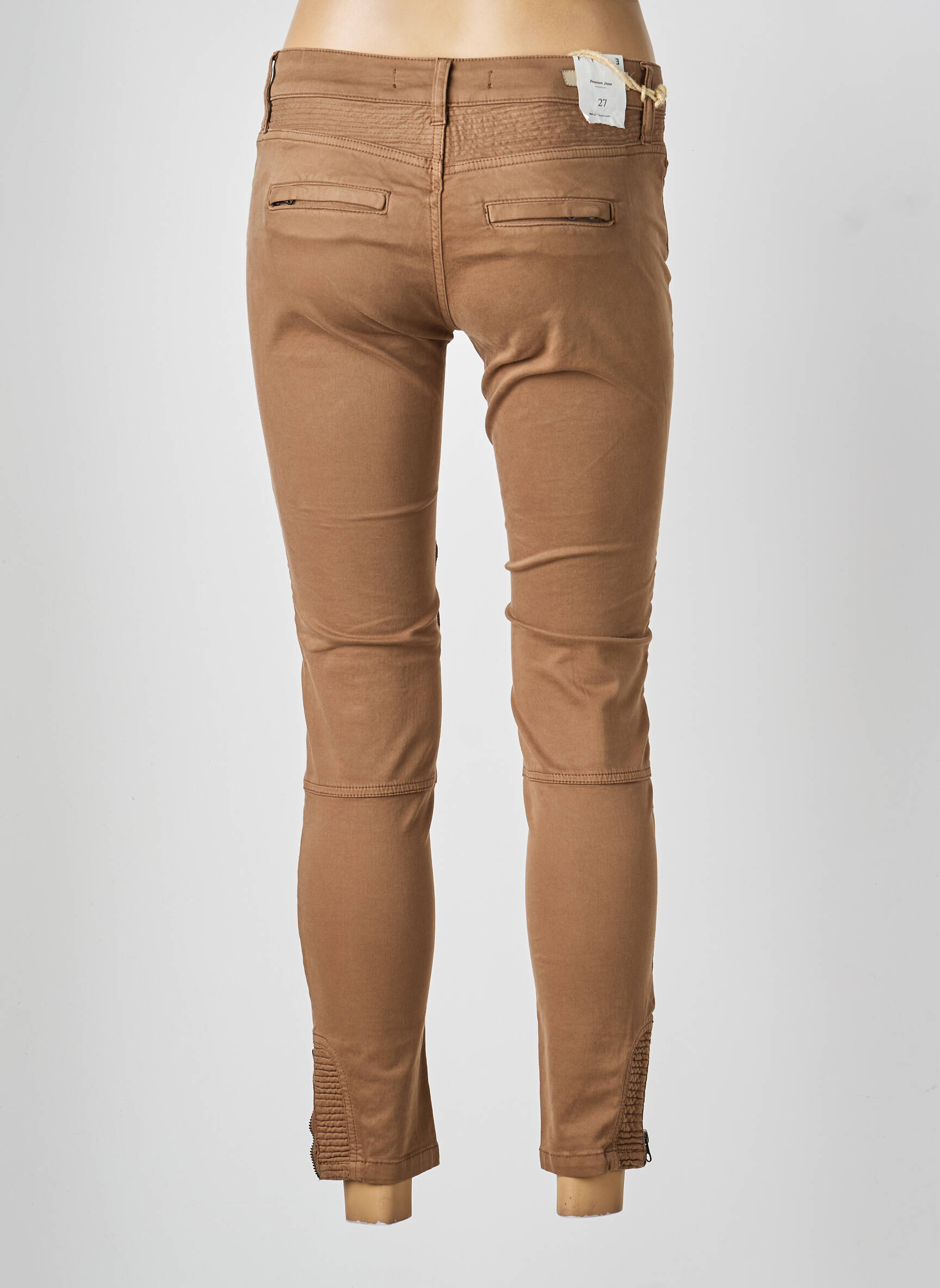 Pantalon slim buzunare maro FIVE femeie