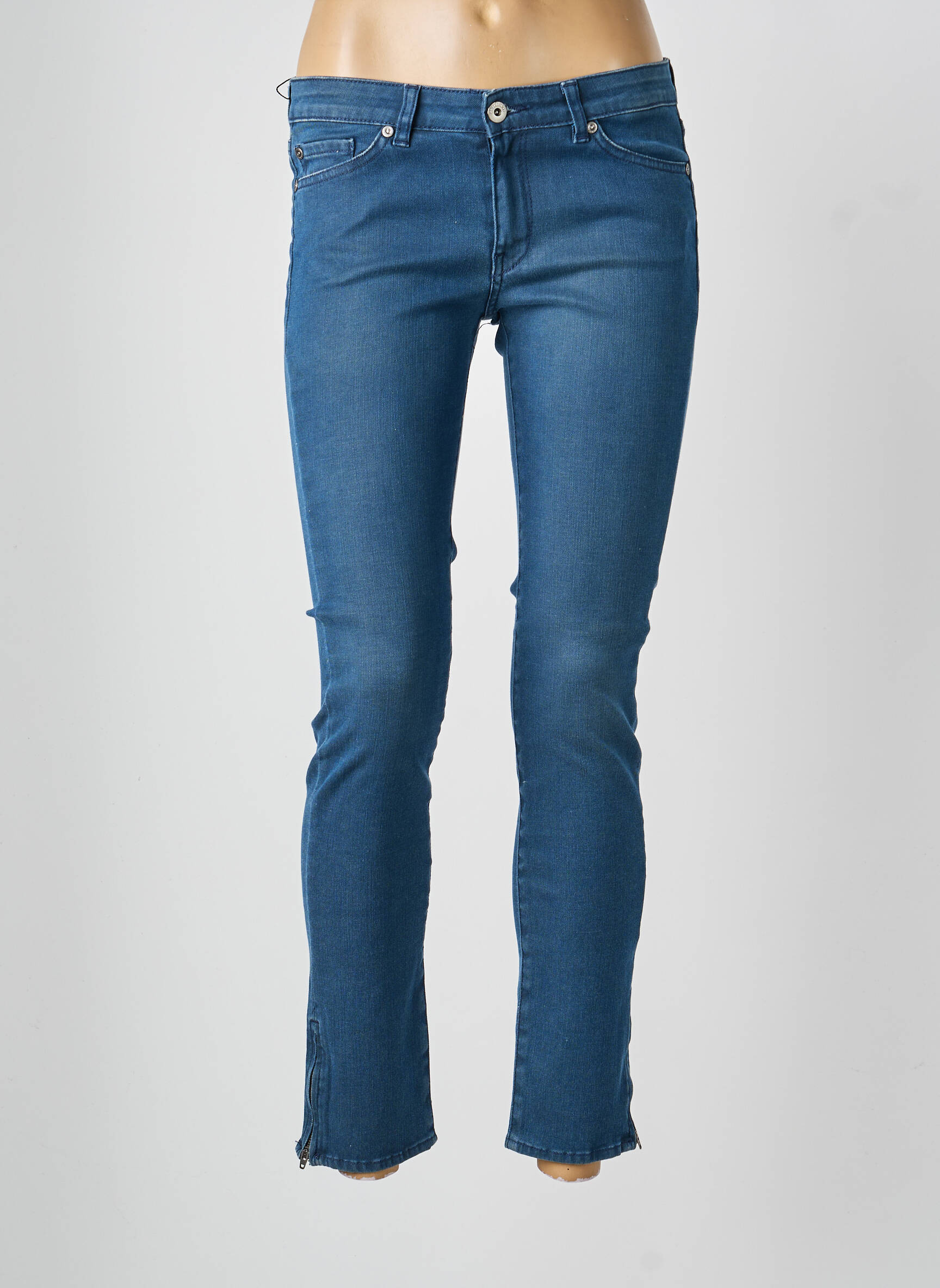 Pantalon slim buzunare albastru RENHSEN femeie