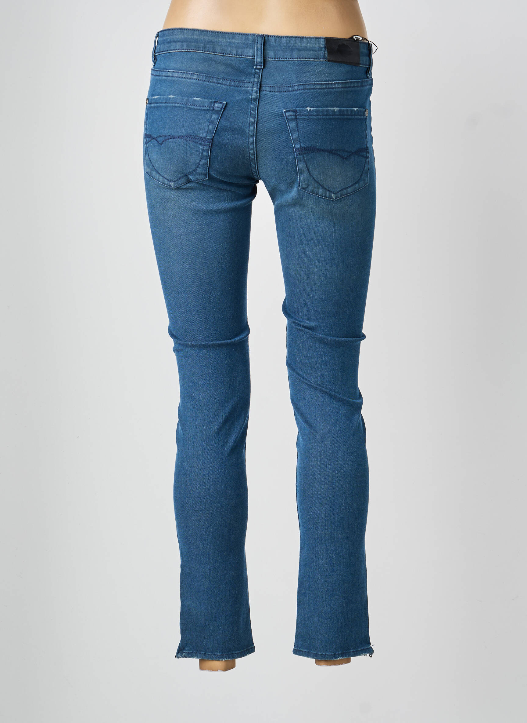 Pantalon slim buzunare albastru RENHSEN femeie