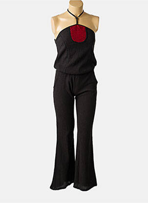 Salopetă-pantalon țesătură crep fără mâneci negru BELAIR femeie