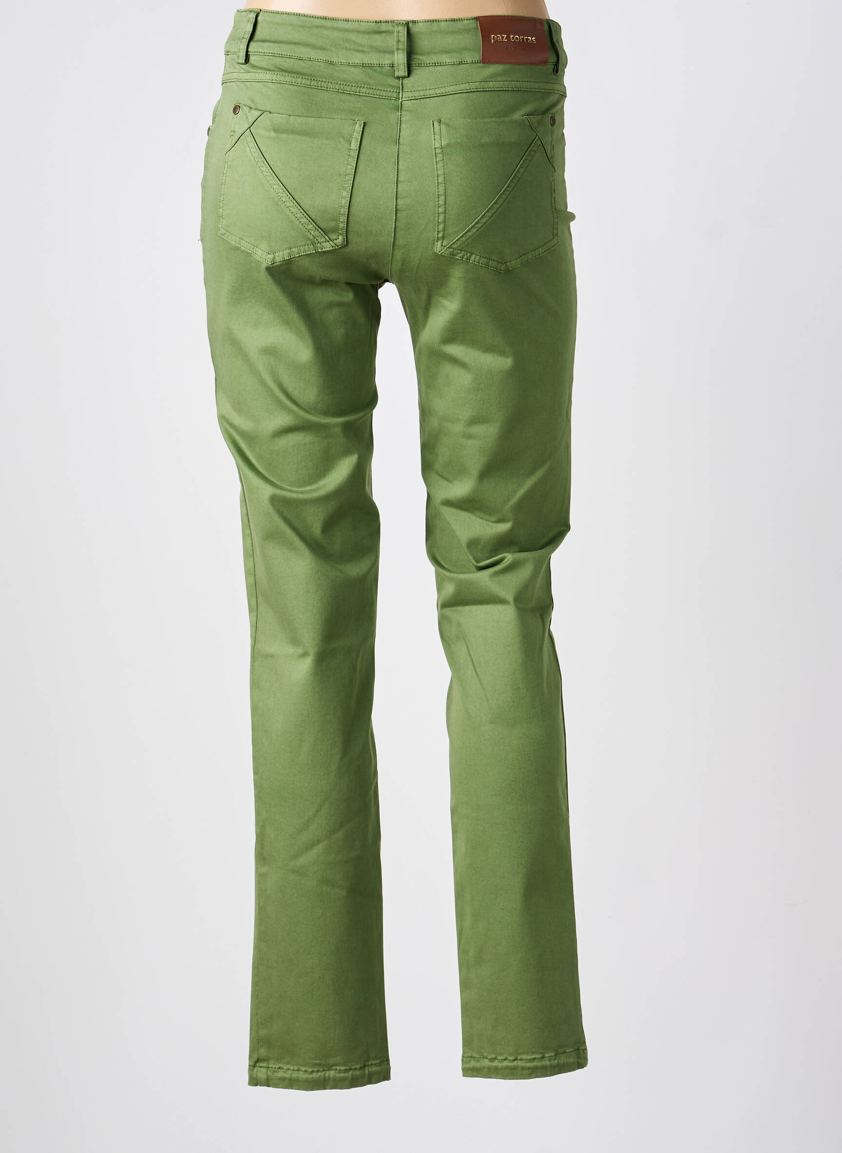 Pantalon slim țesătură poplin mărime normală verde PAZ TORRAS femeie