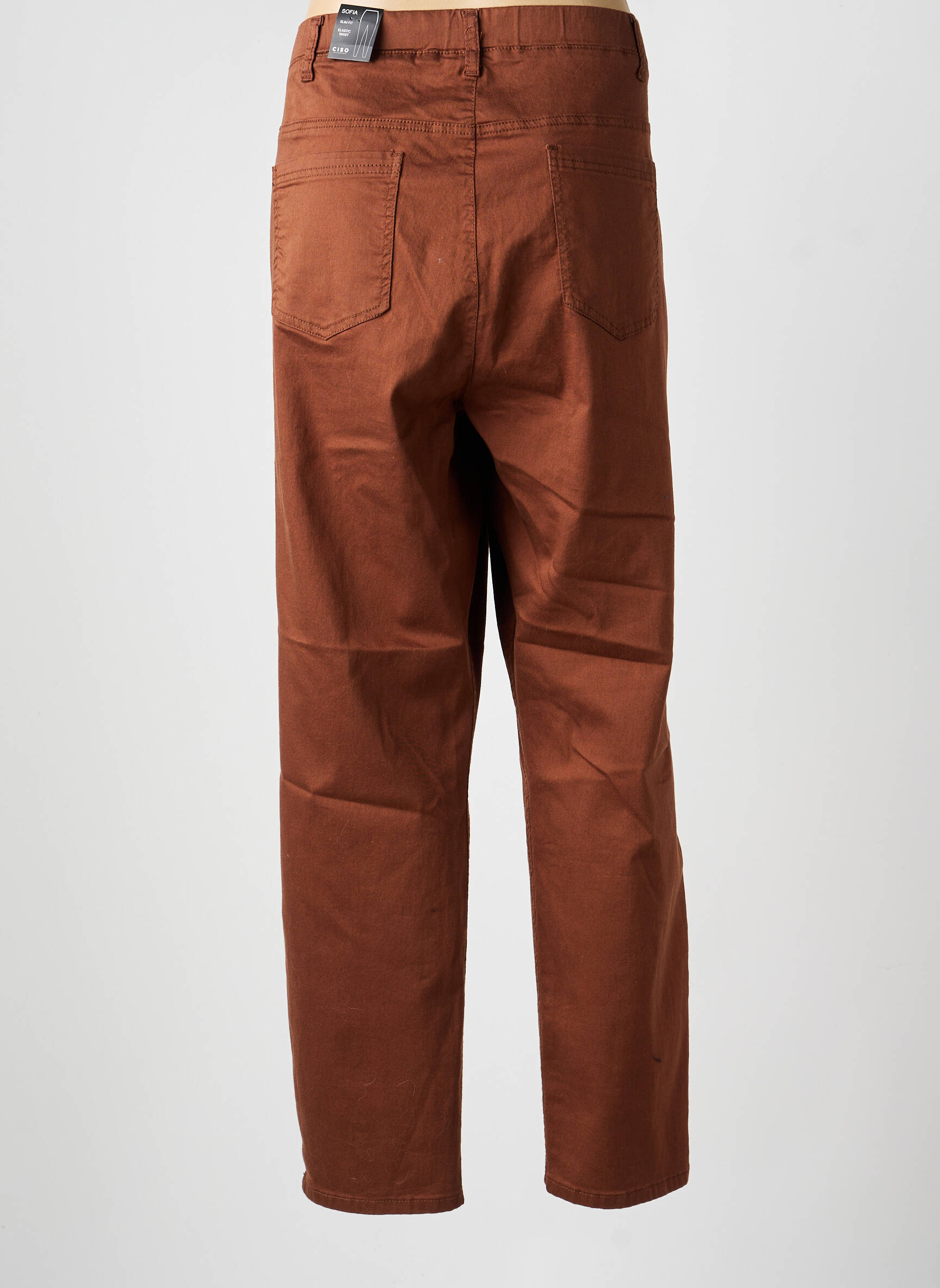 Pantalon drept țesătură poplin mărime normală maro CISO femeie
