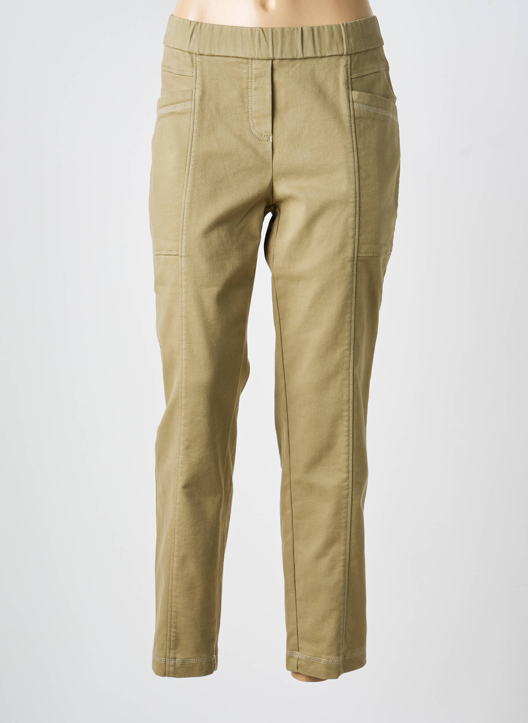 Pantalon slim talie elastică mărime normală verde TONI DRESS femeie