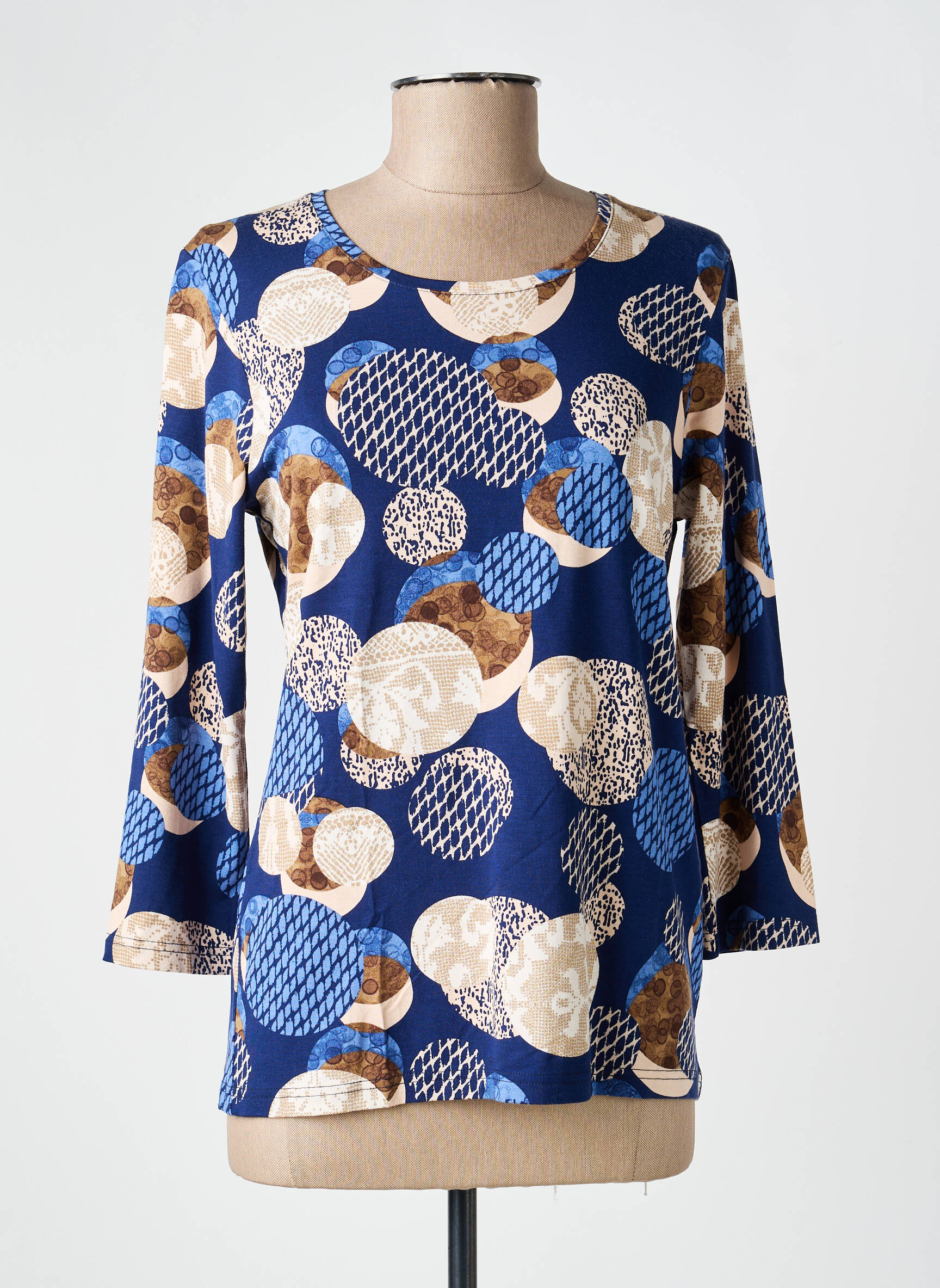 Tricou mâneci 3/4 mâneci 3/4 albastru JOY OF LIFE femeie