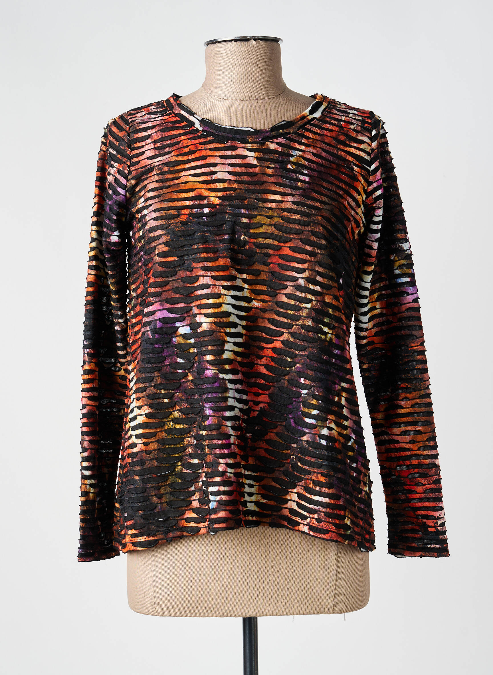 Tricou mâneci lungi mâneci lungi negru POISSONS BLANCS femeie