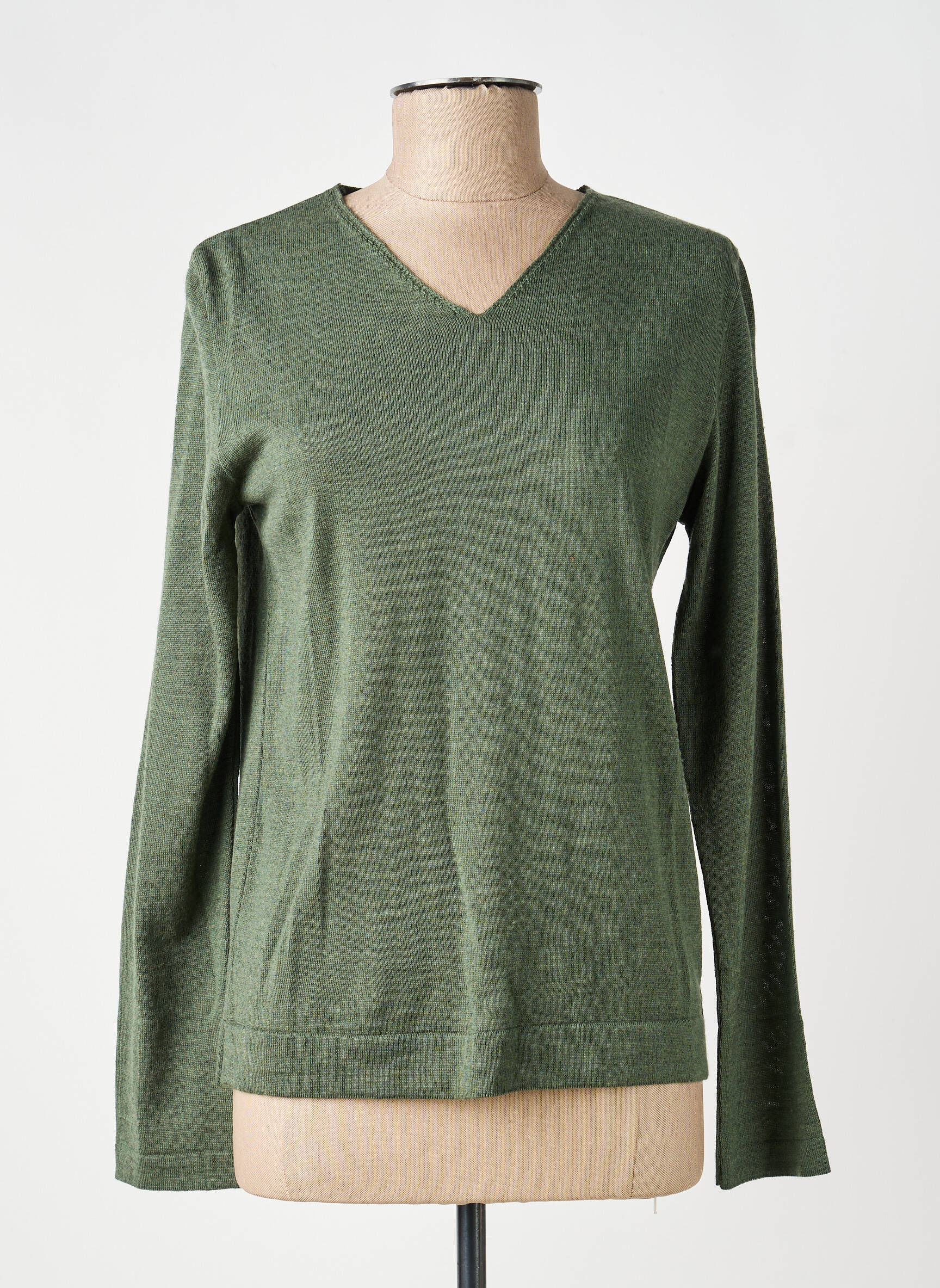 Pulover țesătură melanj mâneci lungi verde TELMAIL femeie