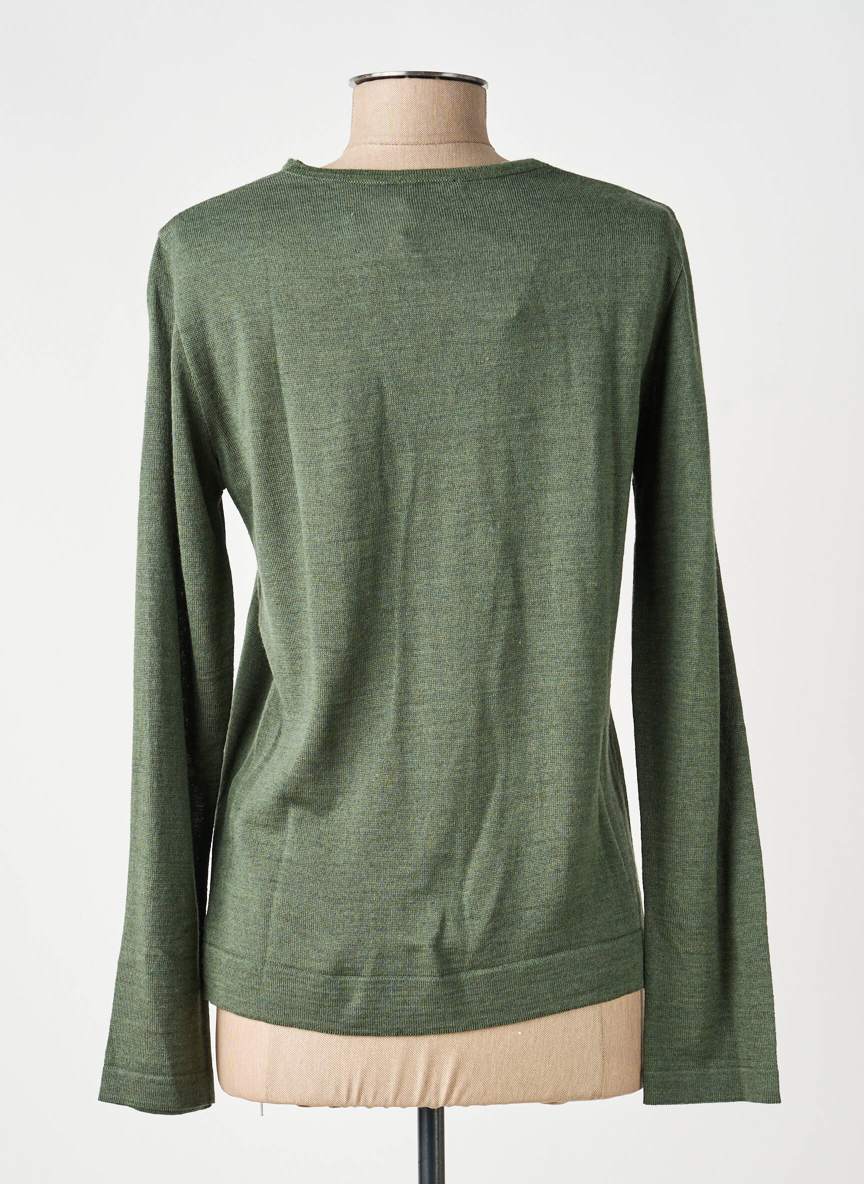 Pulover țesătură melanj mâneci lungi verde TELMAIL femeie