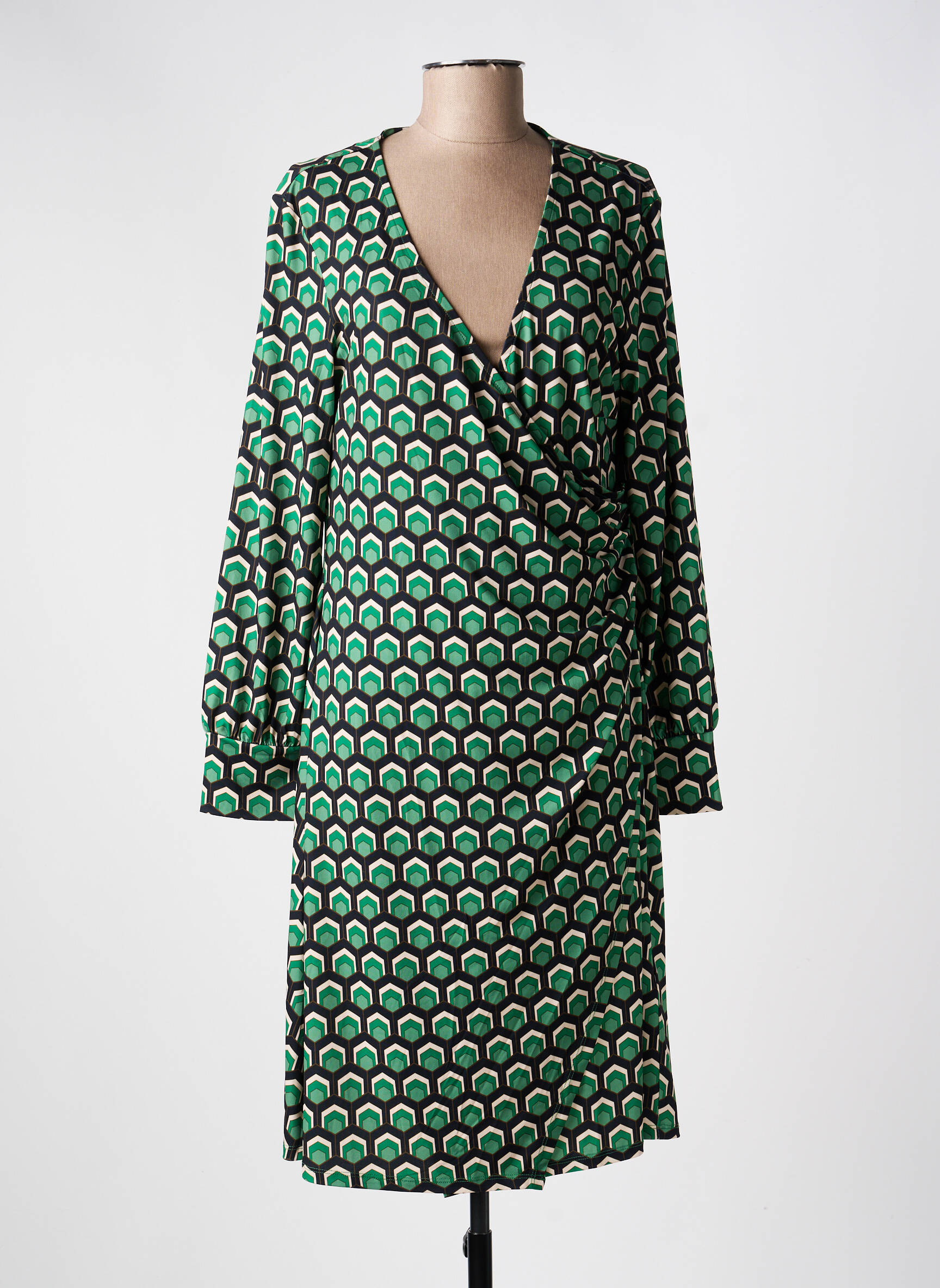 Rochie midi mâneci lungi mâneci lungi verde OUI femeie