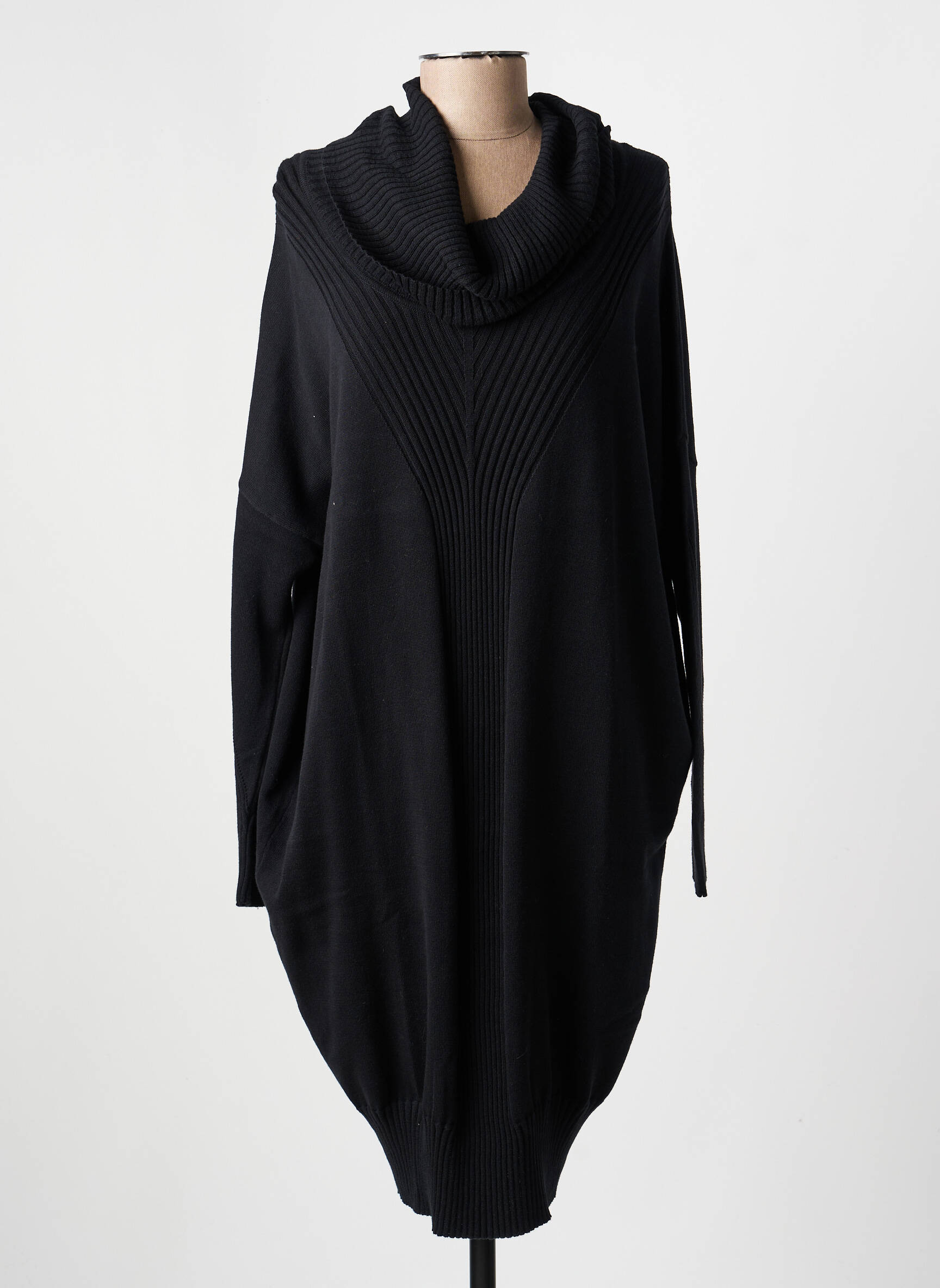Rochie pulover strânsă pe partea de jos mâneci lungi negru MARBLE femeie