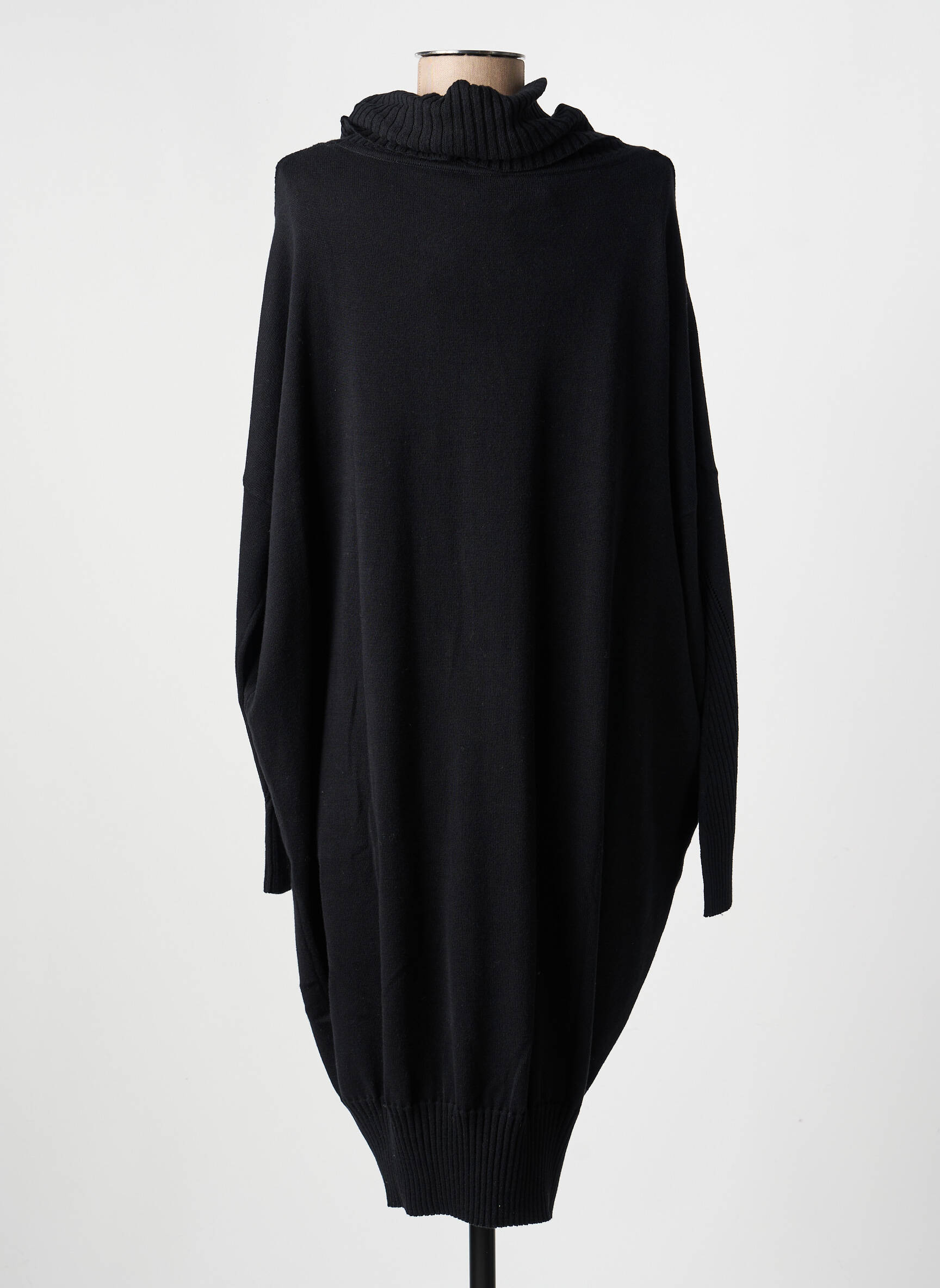 Rochie pulover strânsă pe partea de jos mâneci lungi negru MARBLE femeie