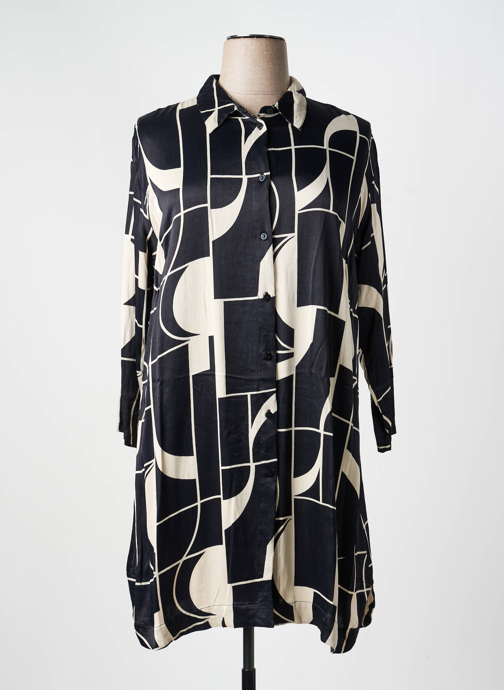 Rochie midi croială fluidă mâneci lungi negru CISO femeie