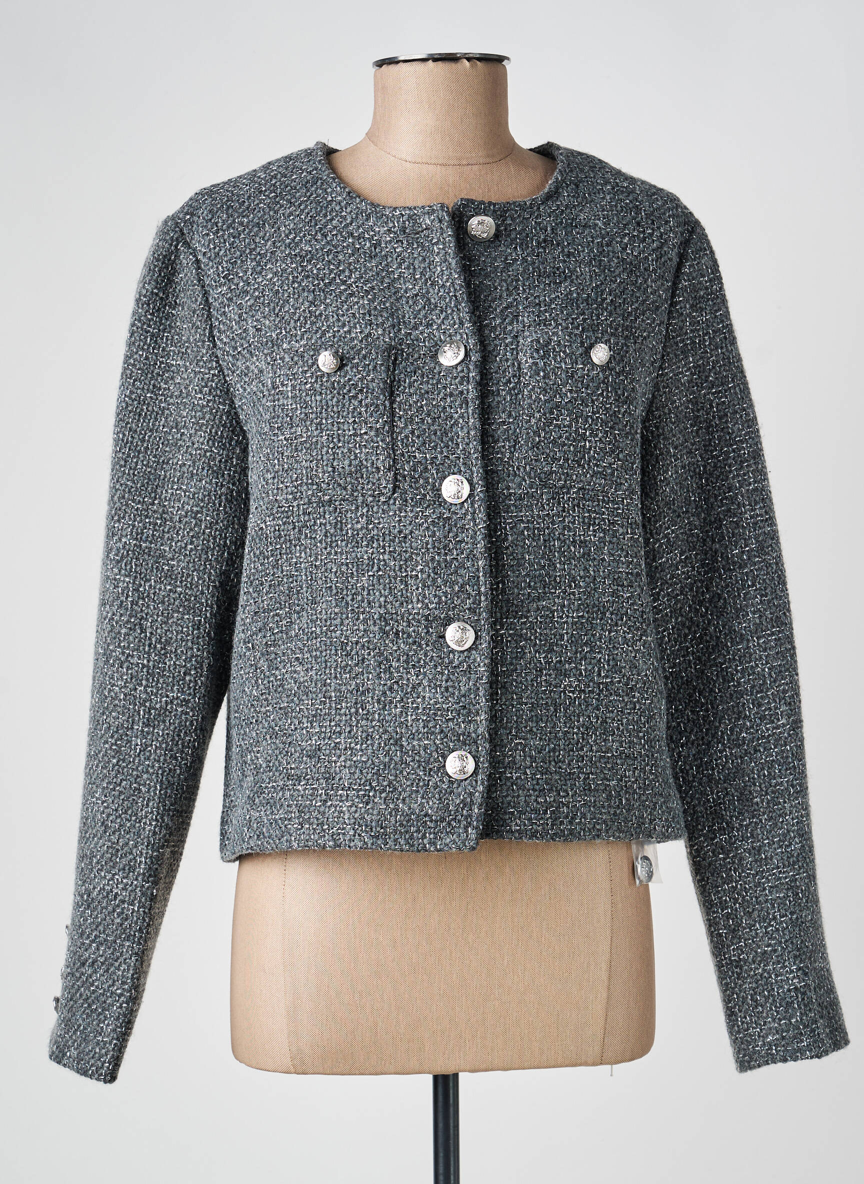 Jachete casual guler rotund gri JULIE GUERLANDE femeie