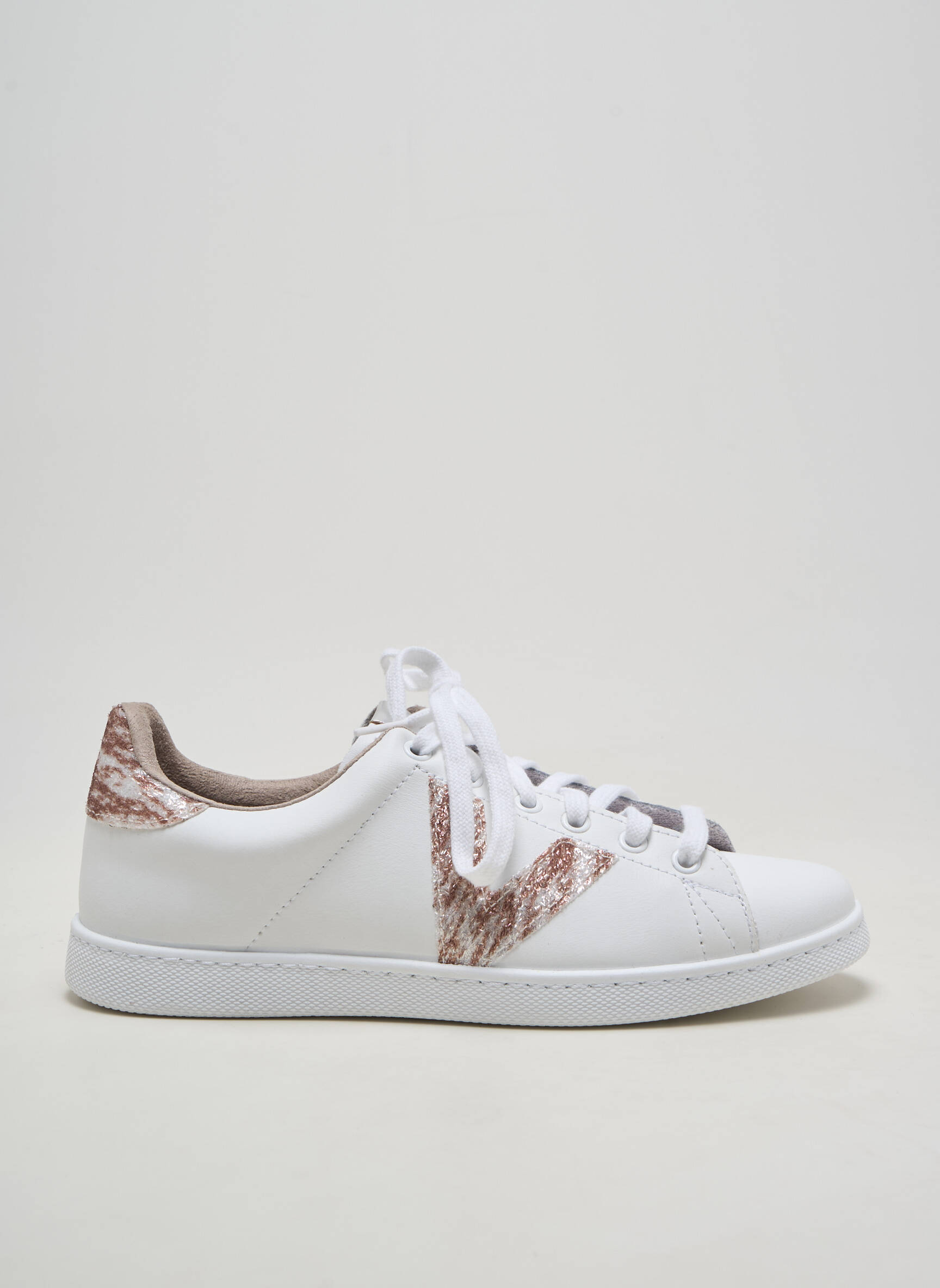 Adidași material neted toc plat până la 3 cm alb VICTORIA femeie