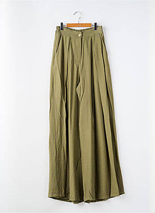 Pantalon evazat închidere cu fermoar sub clapetă cu nasturi verde DIXIE femeie