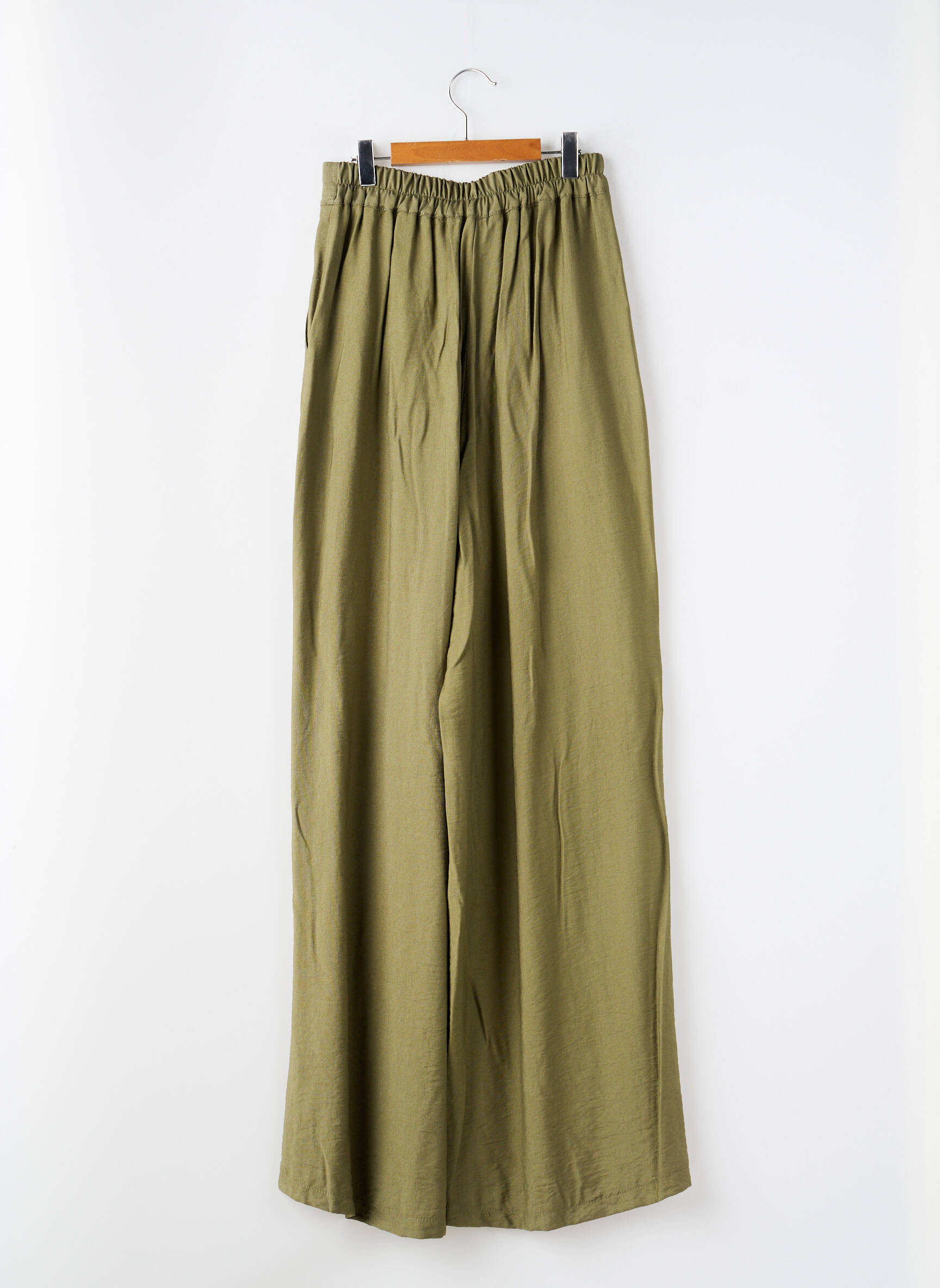 Pantalon evazat închidere cu fermoar sub clapetă cu nasturi verde DIXIE femeie