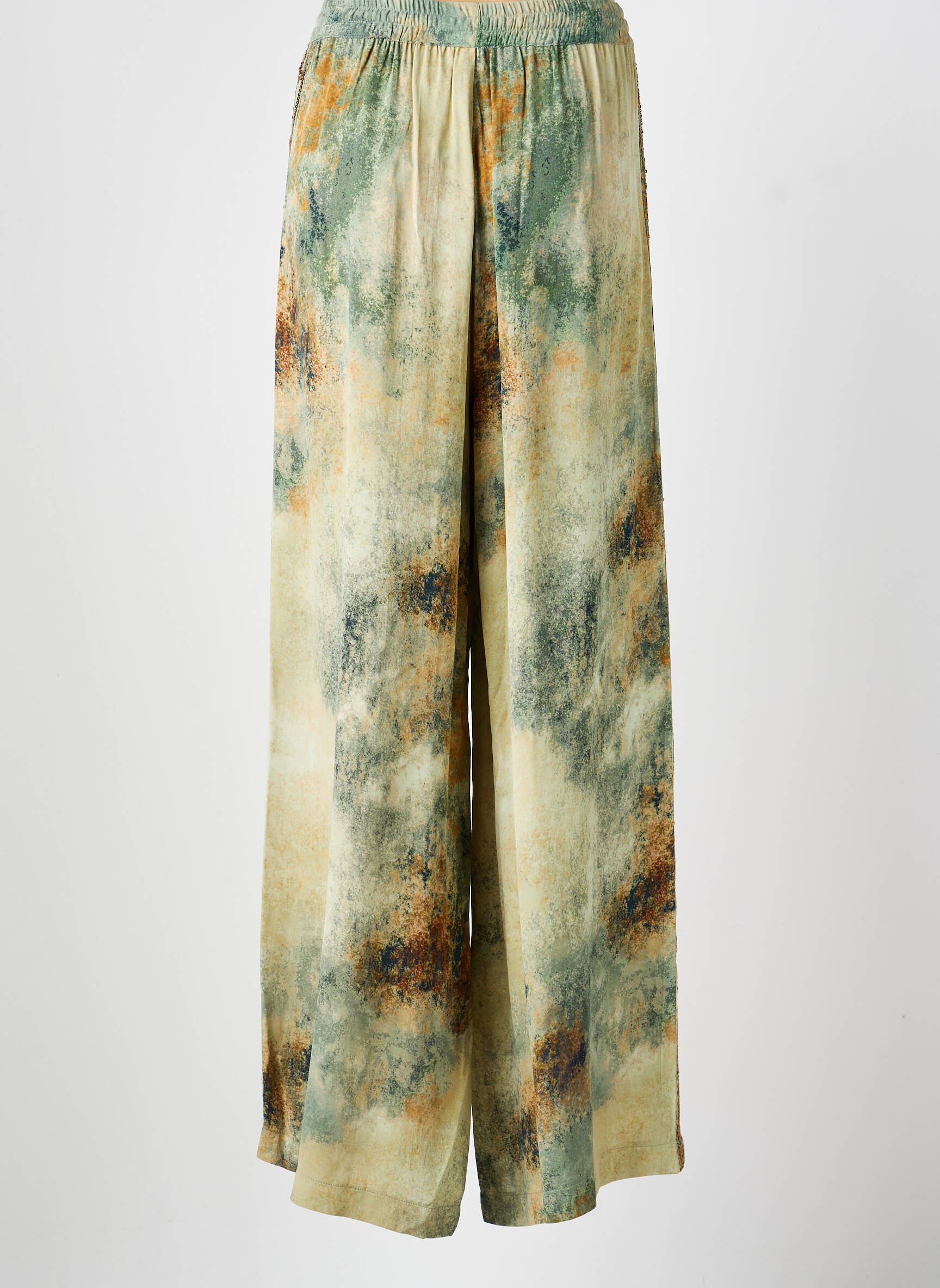 Pantalon drept talie elastică verde DIXIE femeie