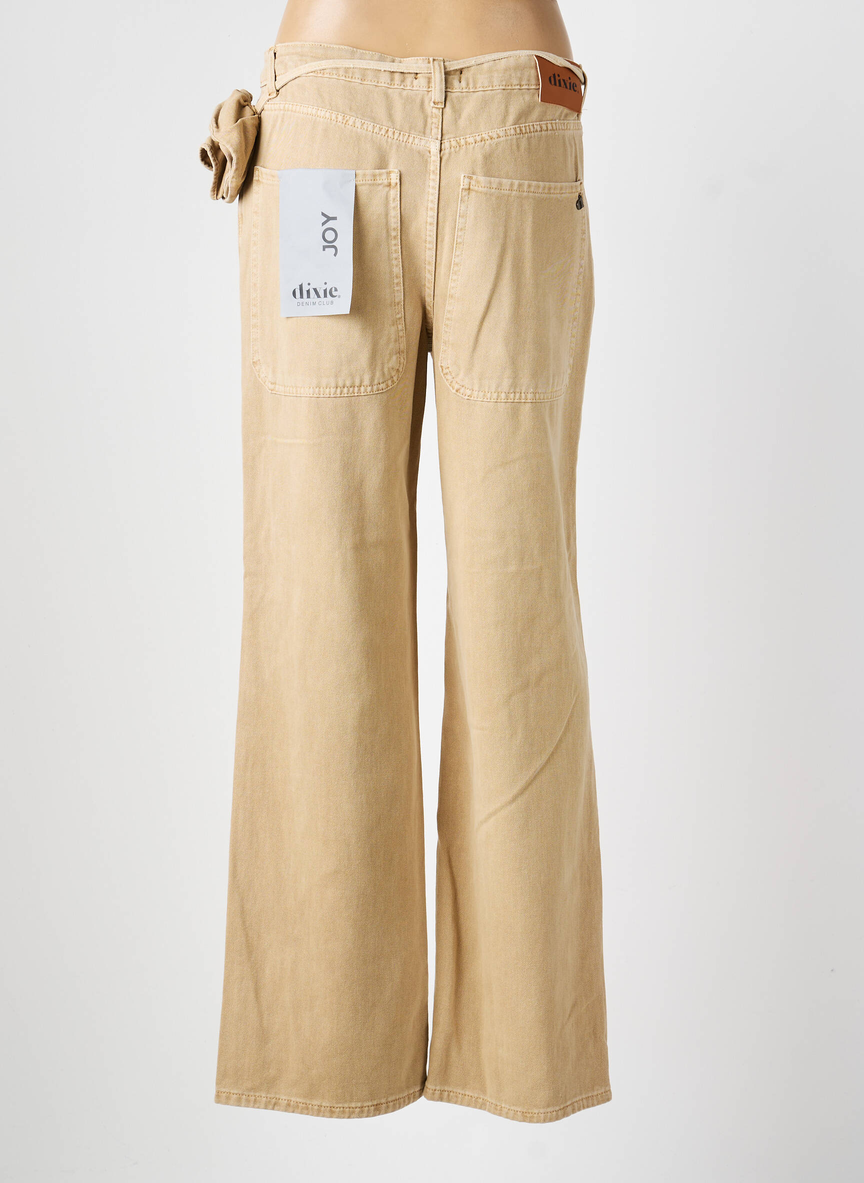 Pantalon evazat închidere cu fermoar sub clapetă cu nasturi bej DIXIE femeie