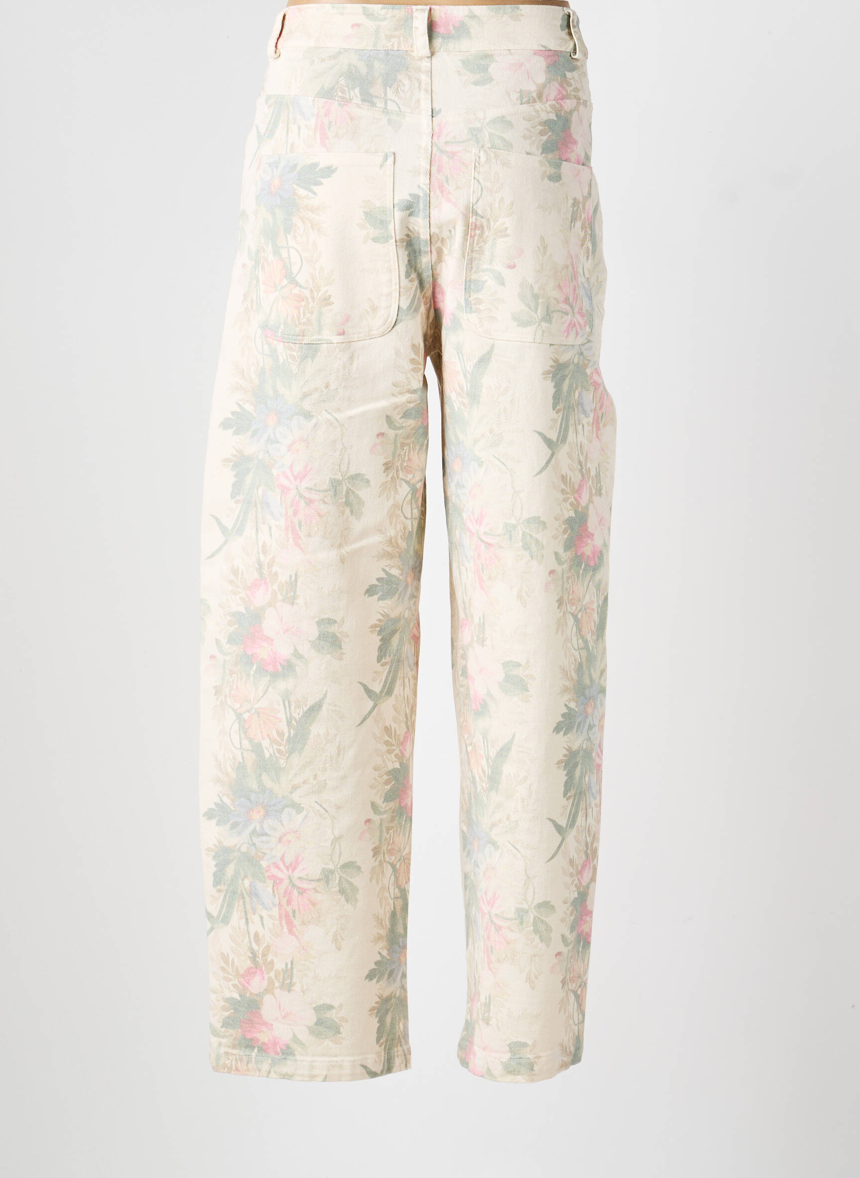 Pantalon drept închidere cu fermoar sub clapetă cu nasturi bej DIXIE femeie