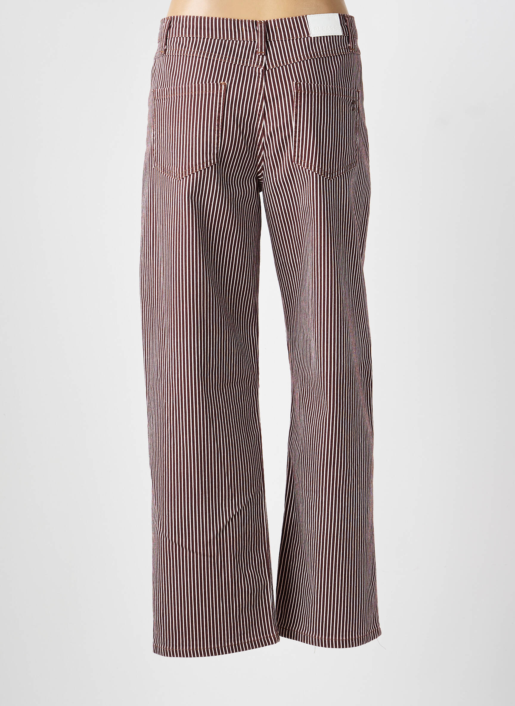 Pantalon drept închidere cu fermoar sub clapetă cu nasturi maro PLEASE femeie