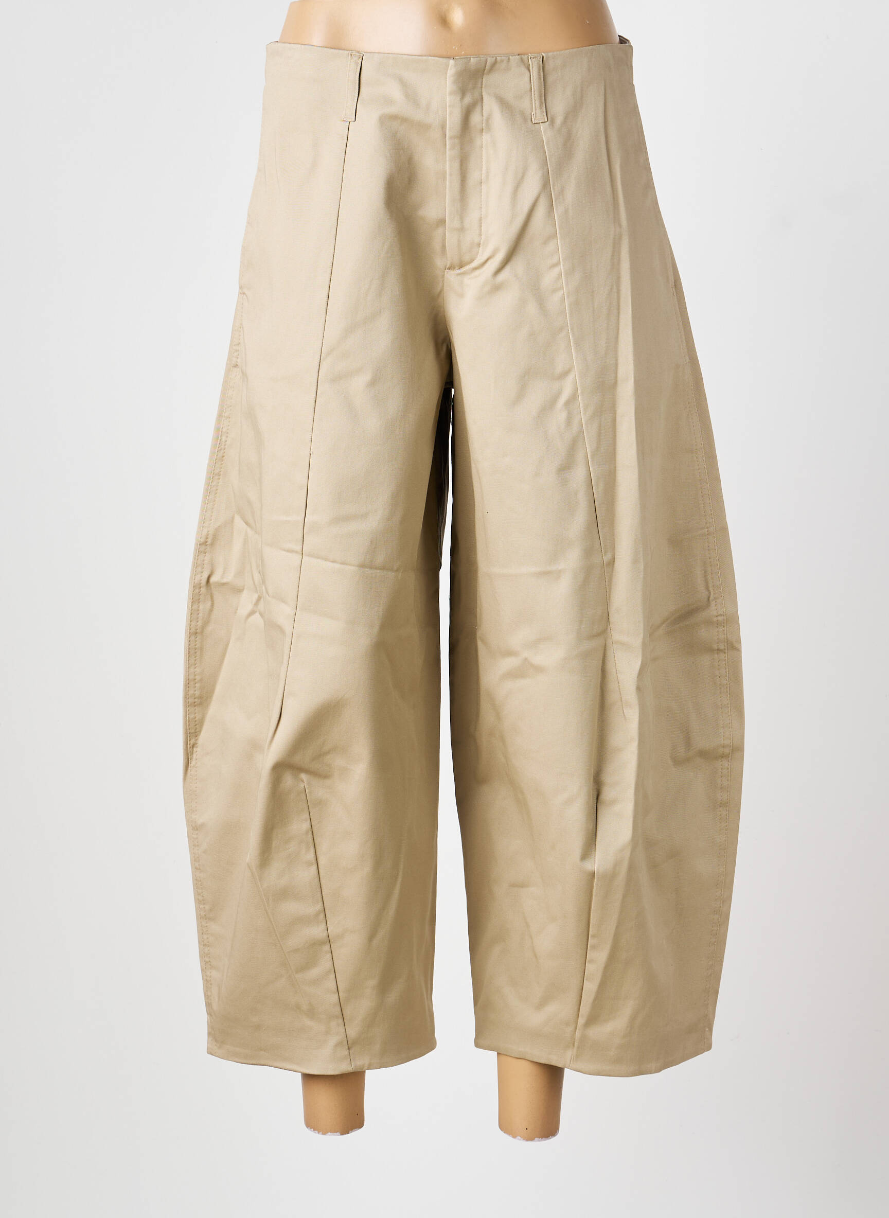 Pantalon 7/8 închidere cu fermoar sub clapetă cu cârlig bej PLEASE femeie