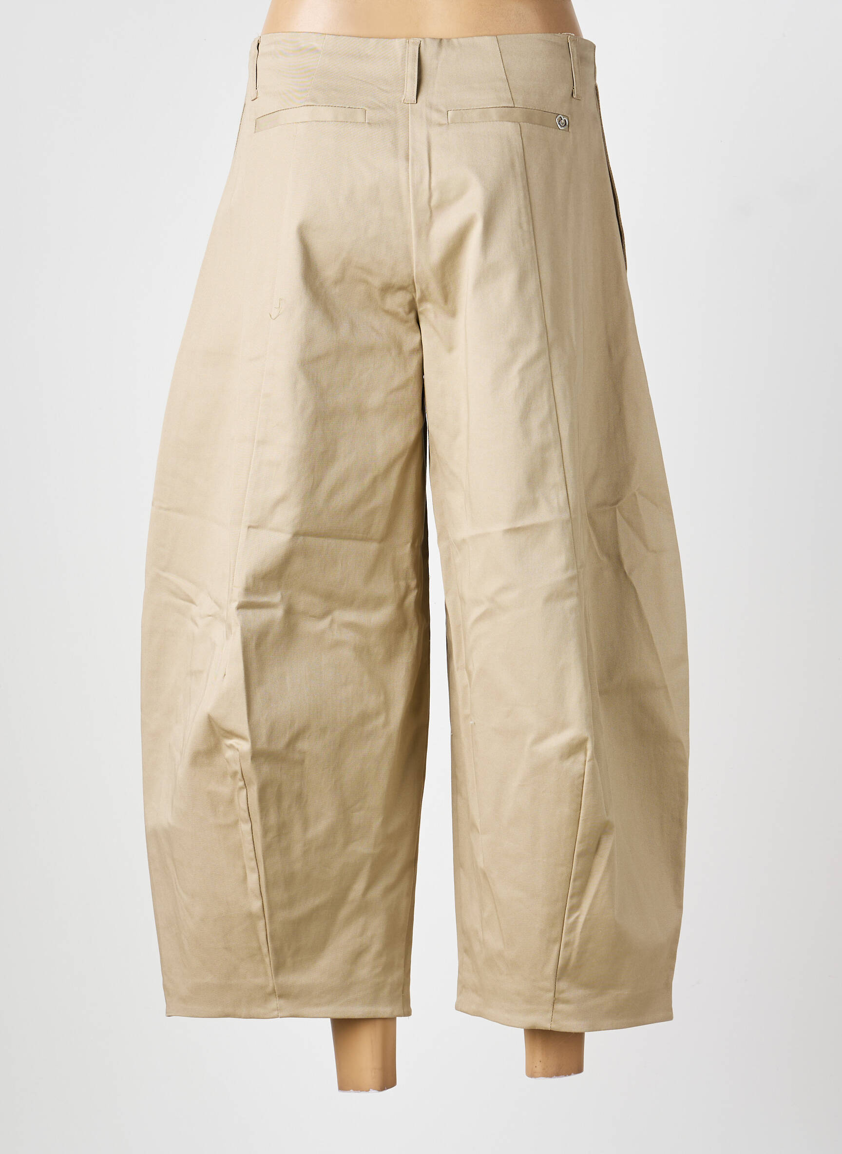Pantalon 7/8 închidere cu fermoar sub clapetă cu cârlig bej PLEASE femeie