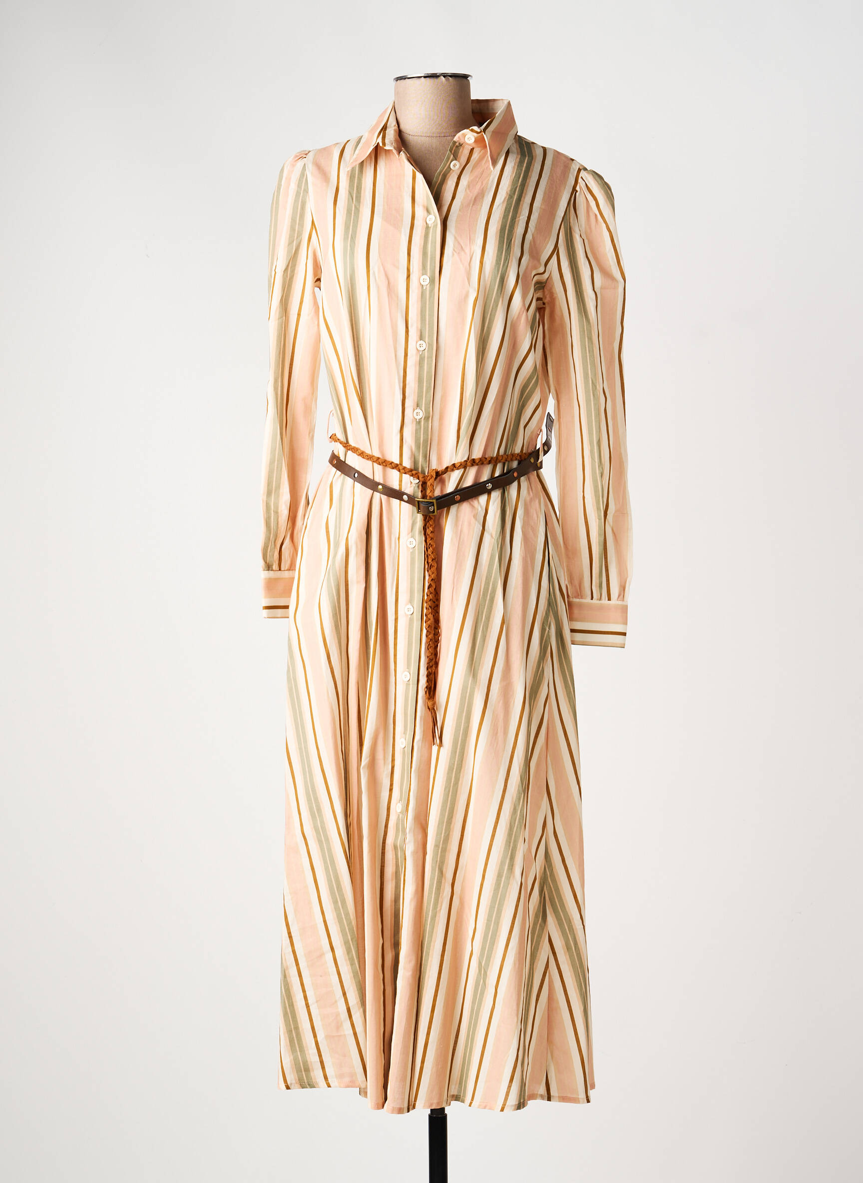 Rochie lungă mâneci lungi mâneci lungi roz DIXIE femeie