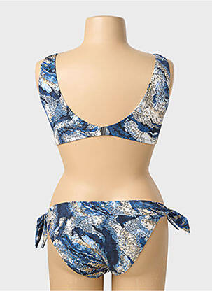 Costum de baie din două piese elasticitate sutien balconet cu decolteu înalt albastru PAIN DE SUCRE femeie