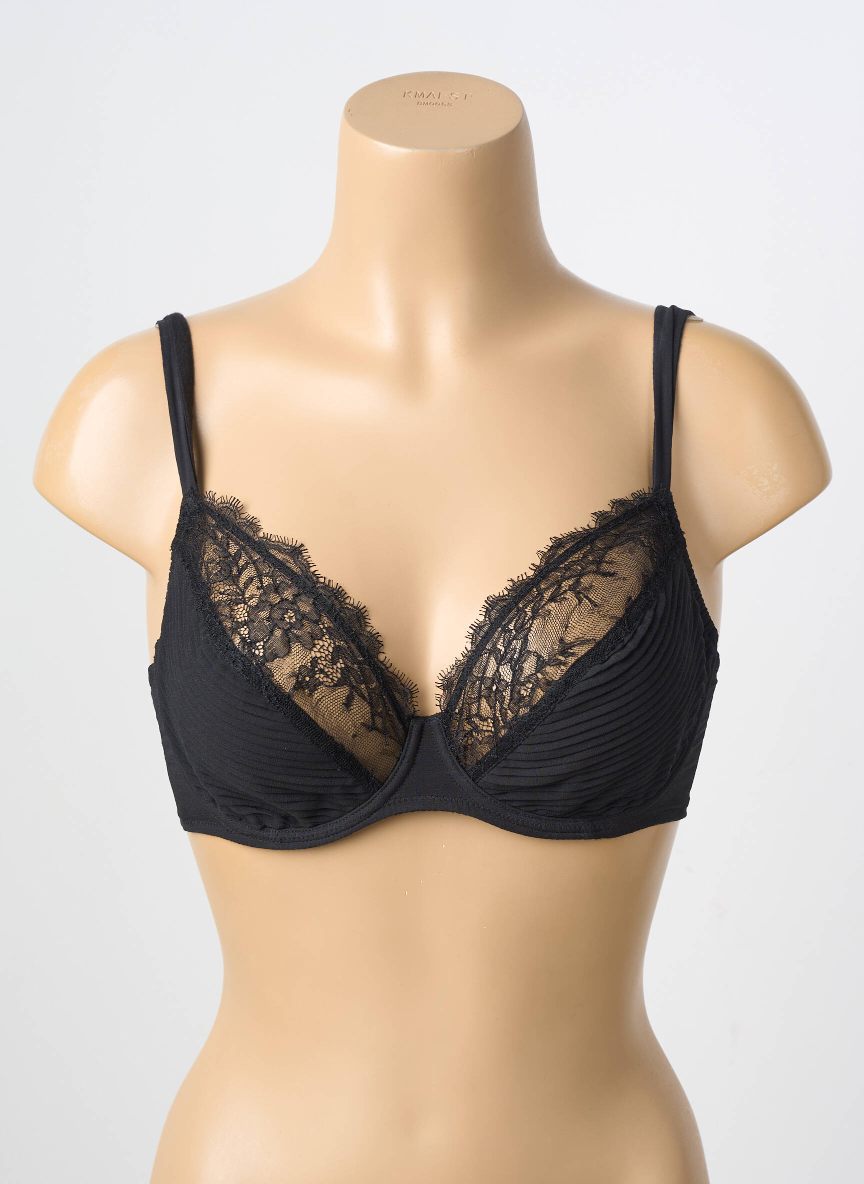 Sutien efect material satinat sutien cupe întregi cu decolteu înalt negru ANDRES SARDA femeie