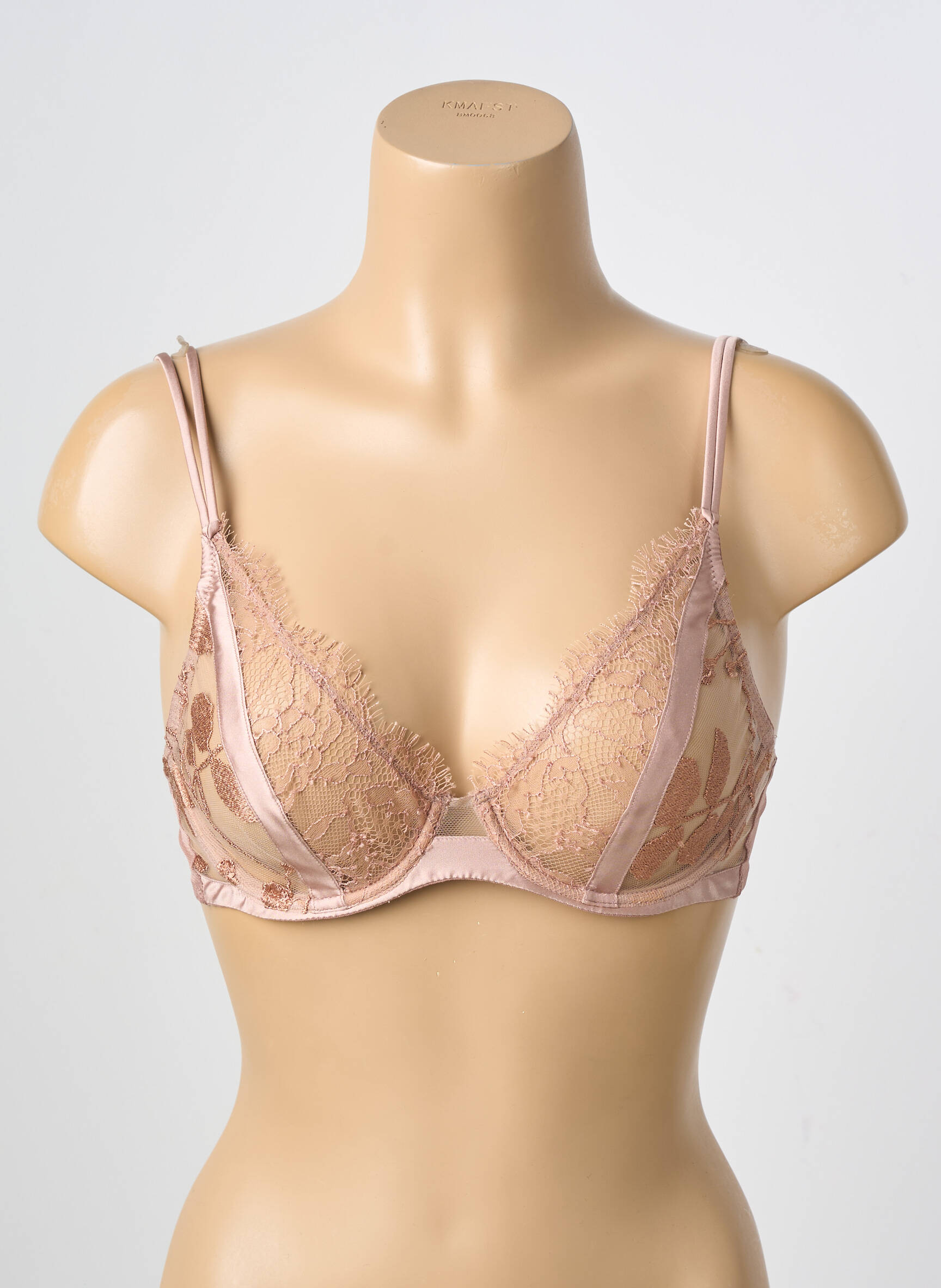 Sutien efect material satinat sutien cupe întregi cu decolteu înalt culoare piersică ANDRES SARDA femeie