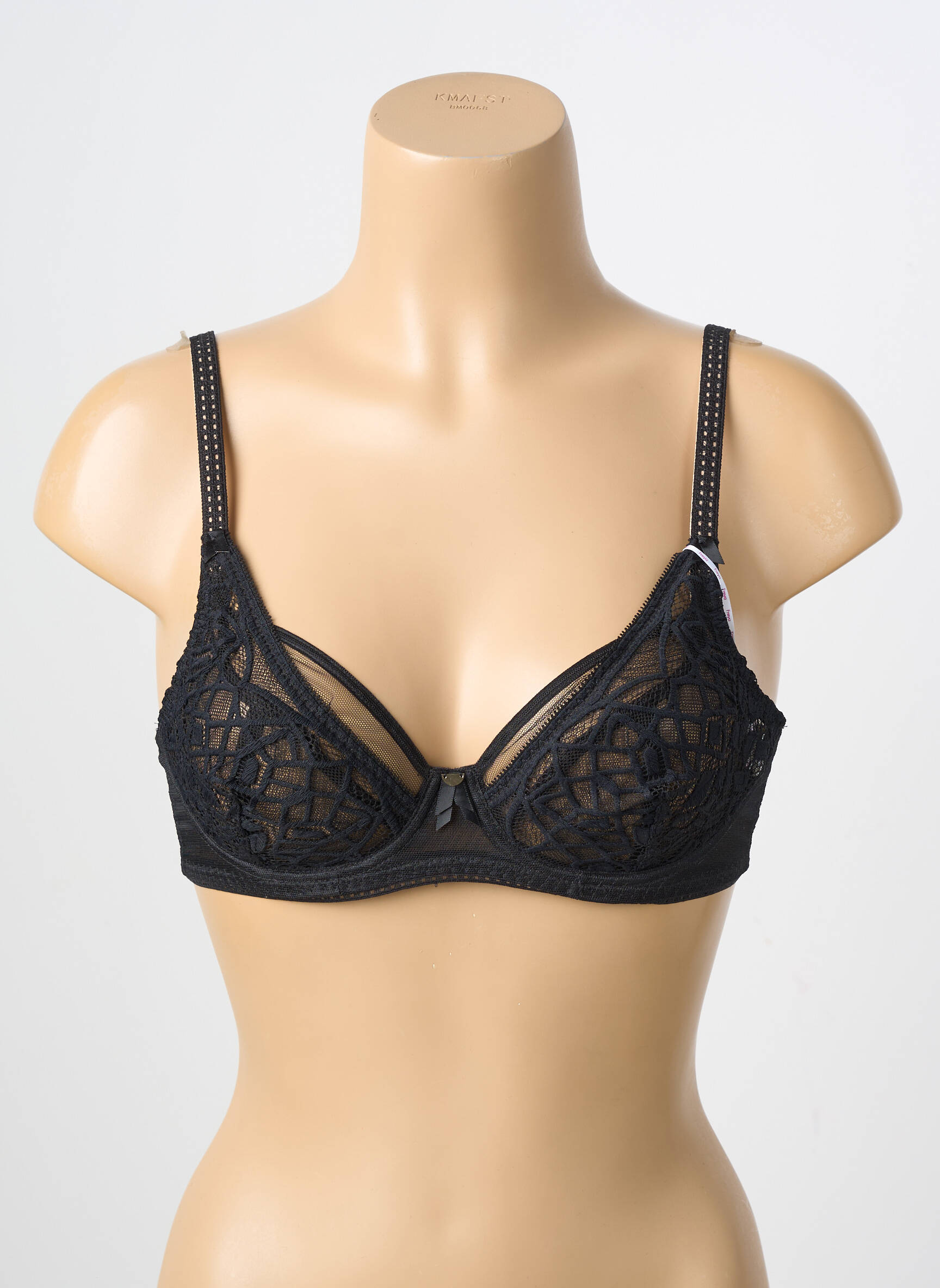 Sutien efect material satinat sutien cupe întregi cu decolteu înalt negru FREYA femeie