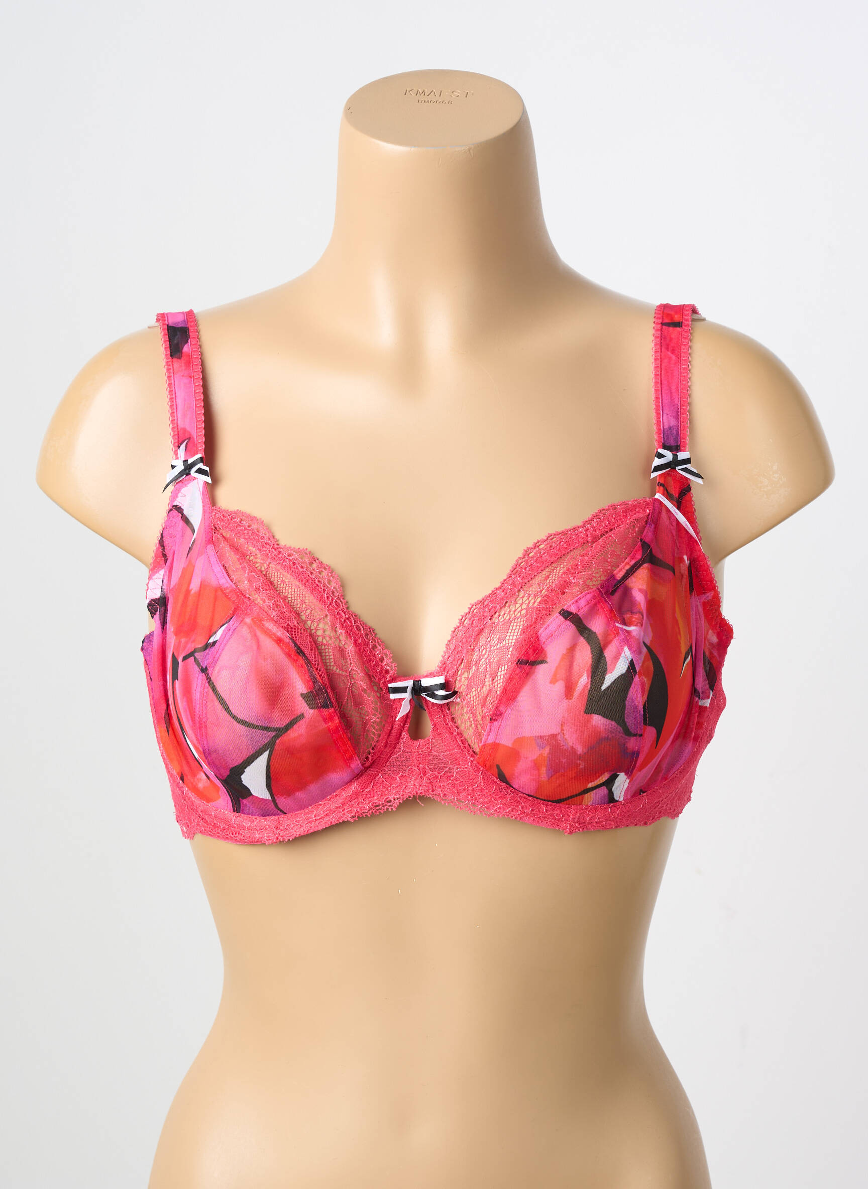 Sutien efect material satinat sutien cupe întregi cu decolteu înalt roz FREYA femeie