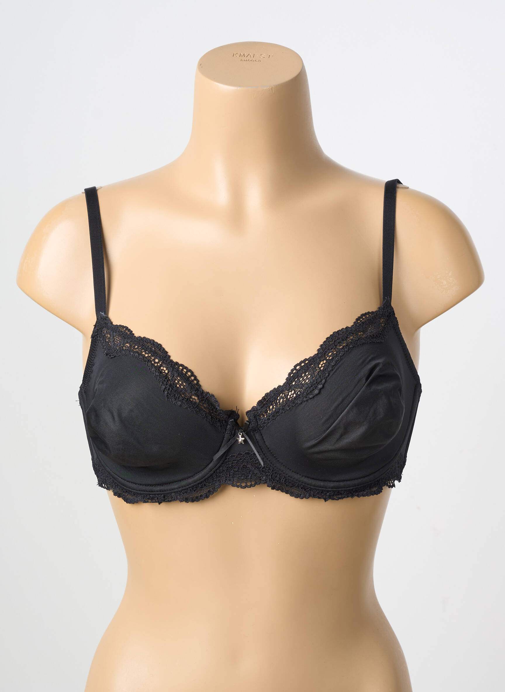 Sutien efect material satinat sutien cupe întregi cu decolteu înalt negru VERDISSIMA femeie