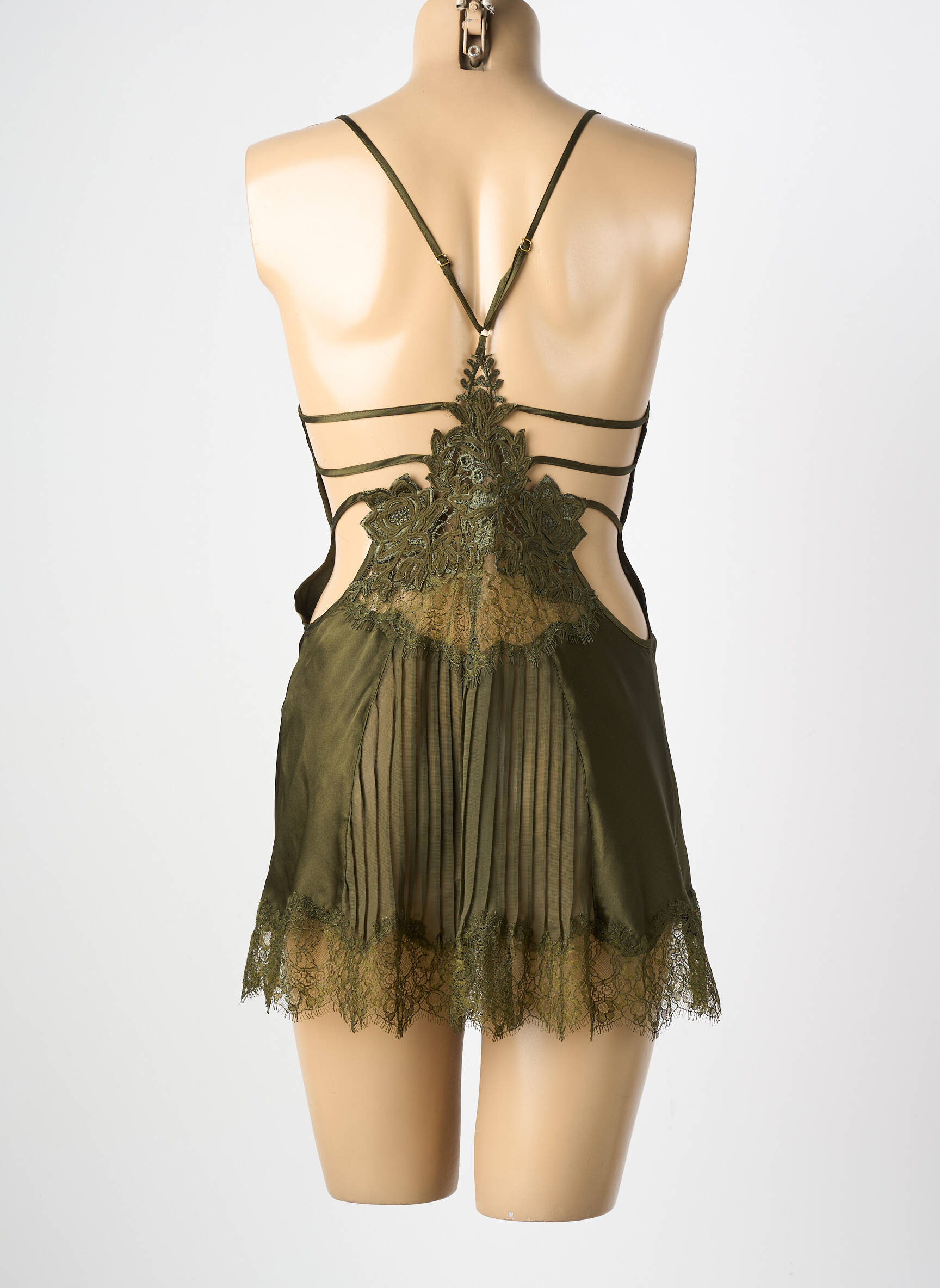 Nuisetă/combinetă efect material satinat verde MARJOLAINE femeie