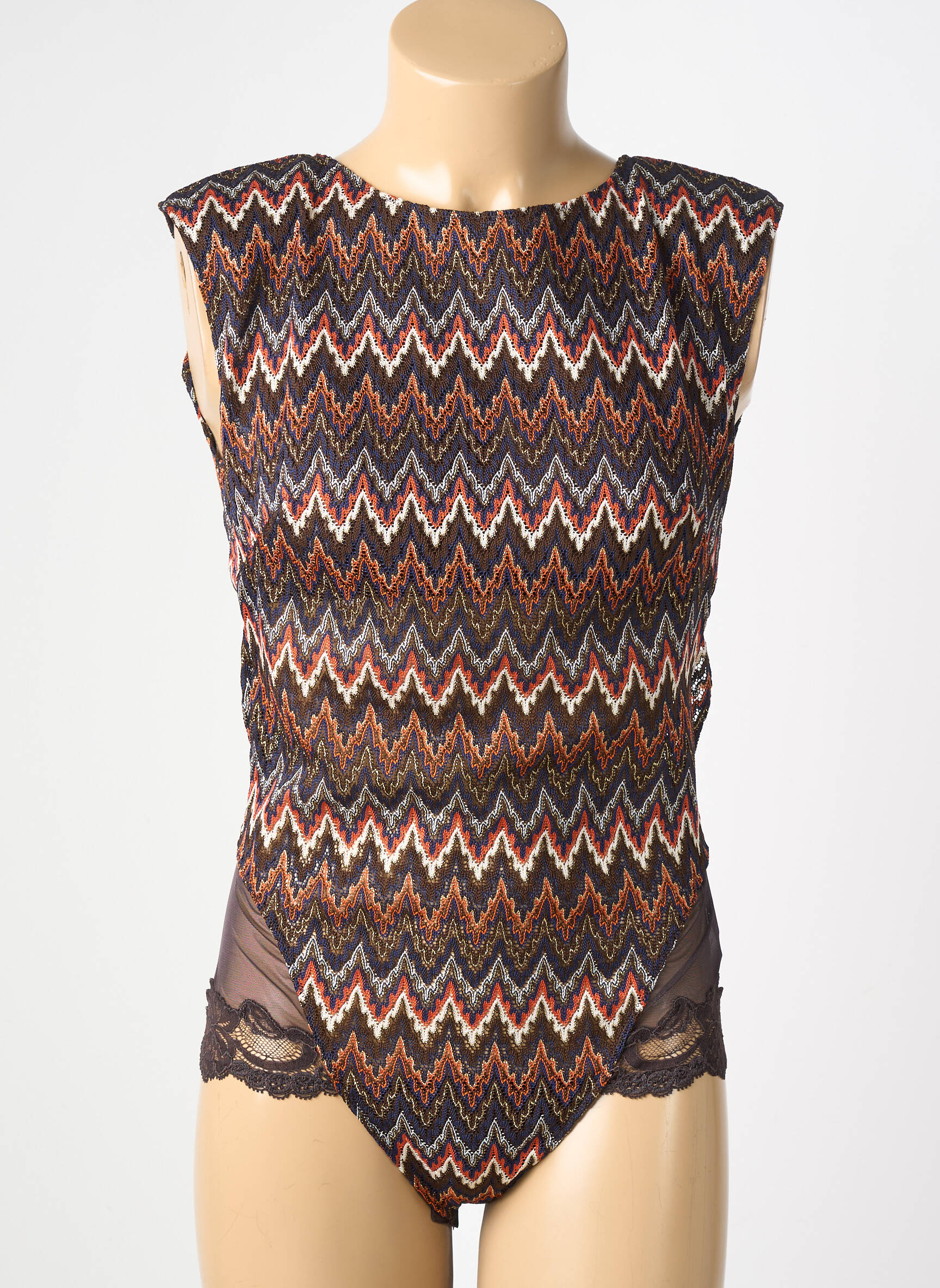 Body de lenjerie efect material satinat maro ANDRES SARDA femeie