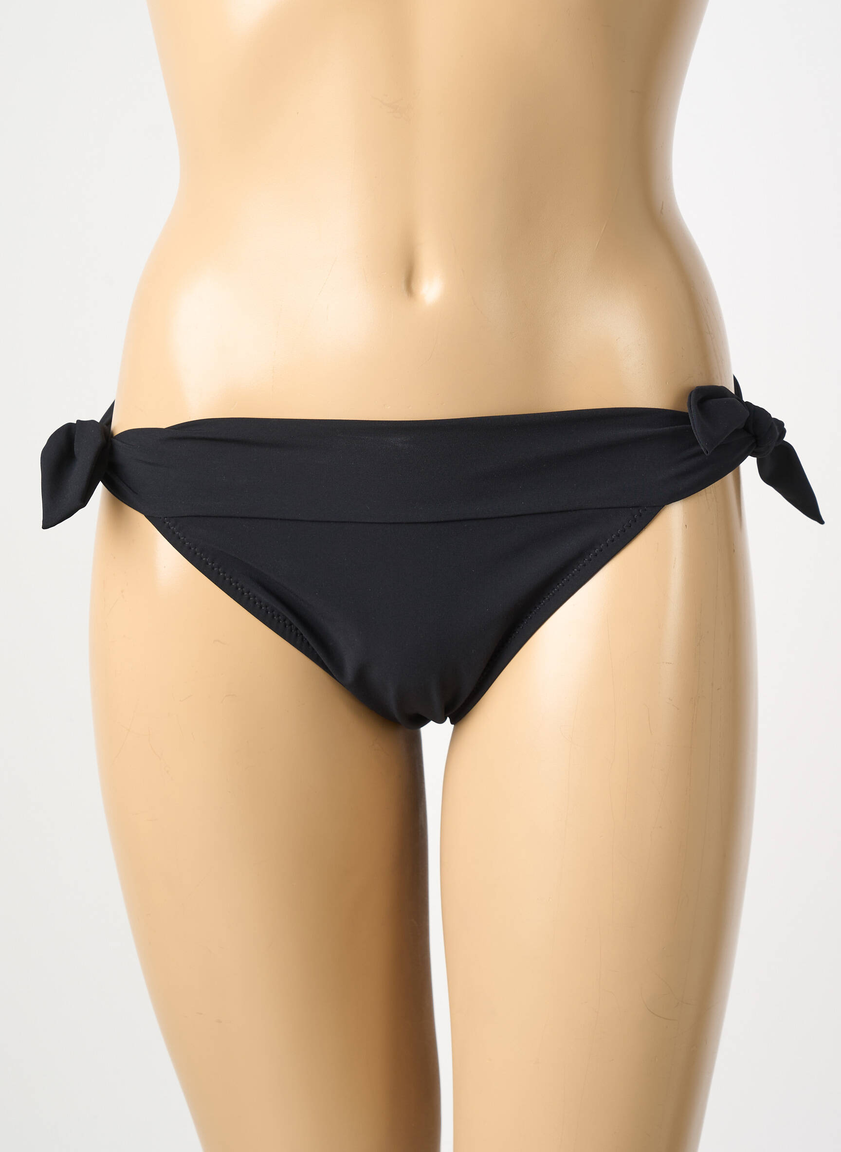 Chiloți de baie efect material satinat bikini negru PAIN DE SUCRE femeie