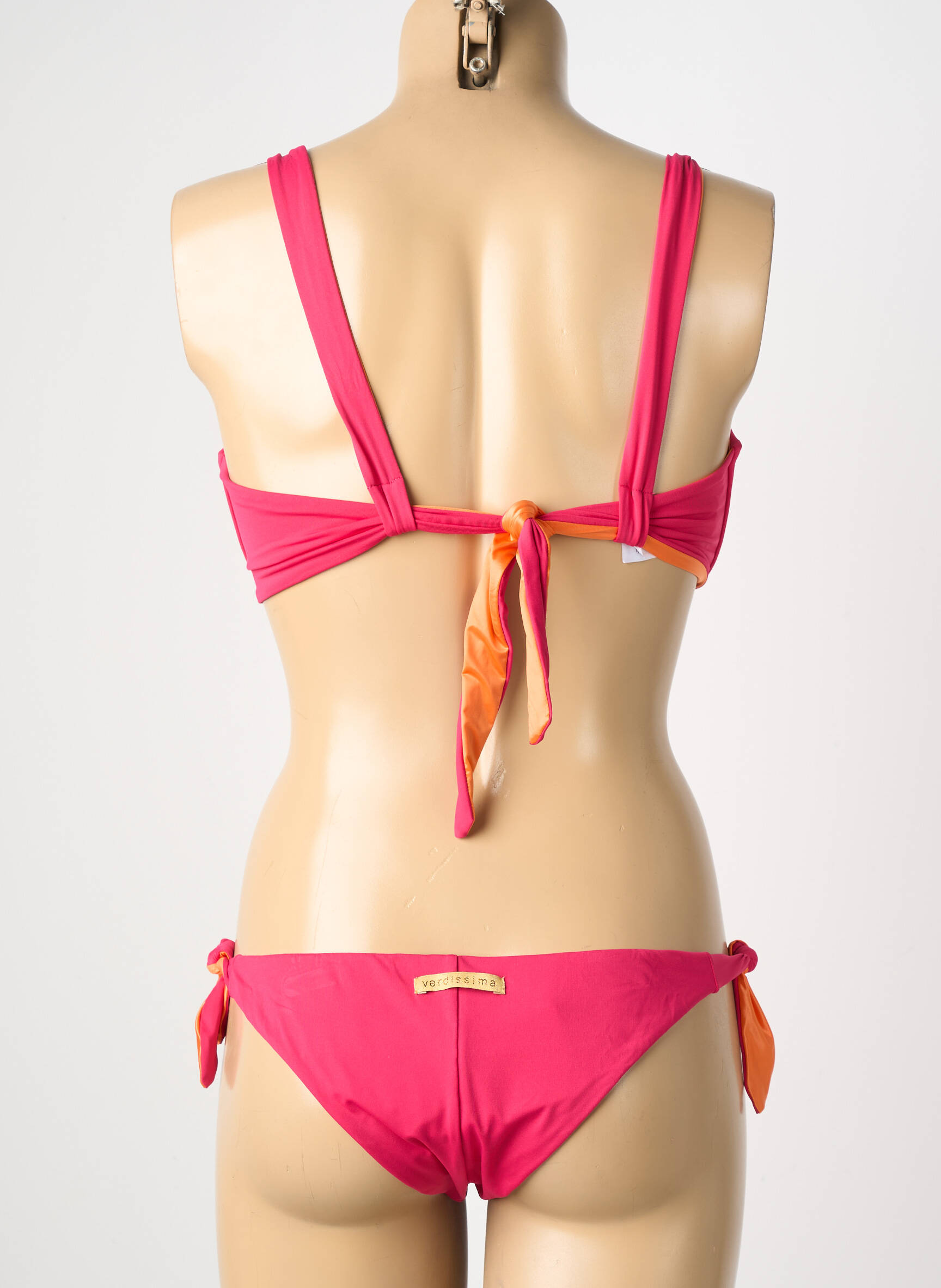 Costum de baie din două piese elasticitate sutien balconet cu decolteu înalt roz VERDISSIMA femeie