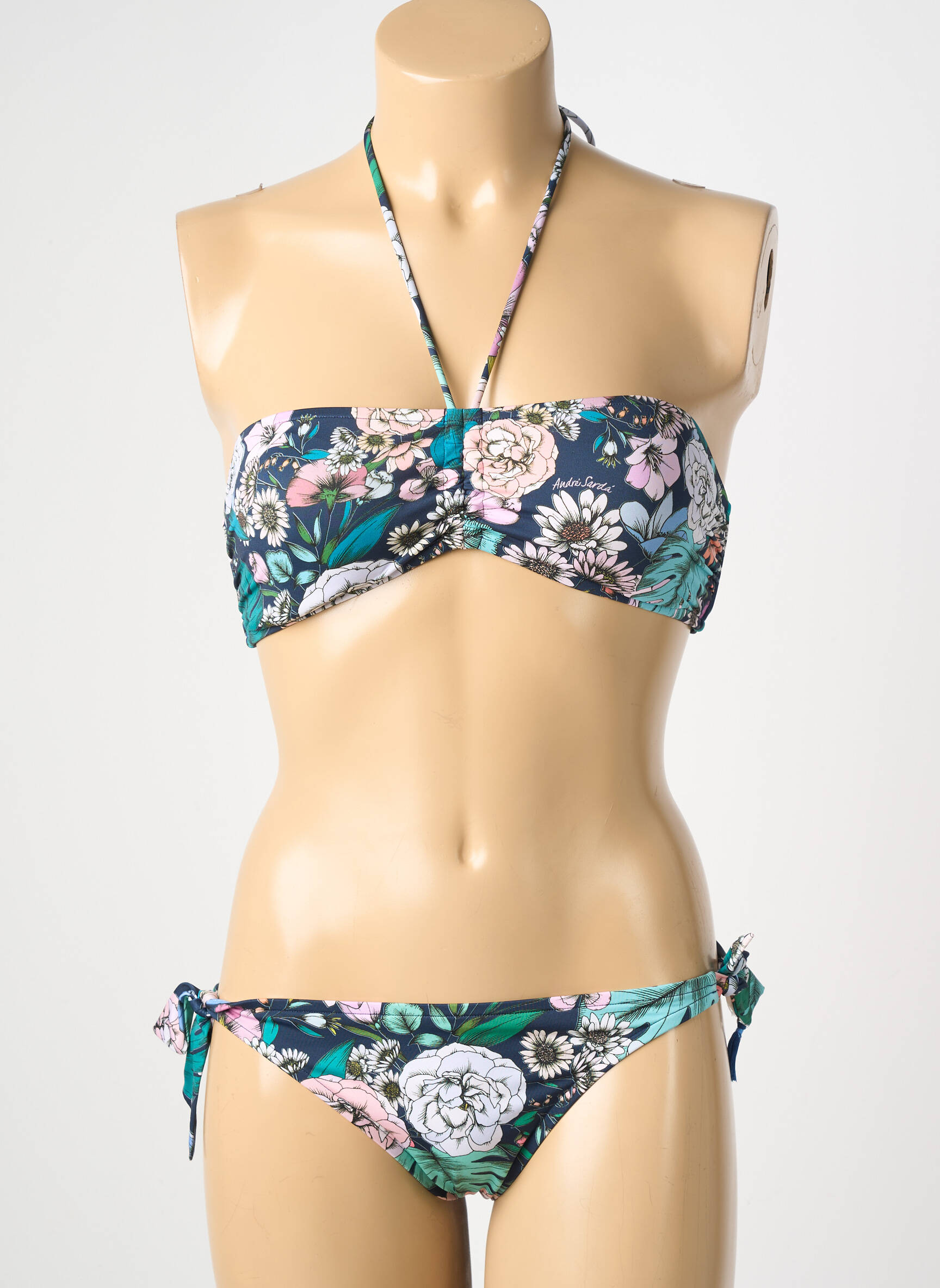 Costum de baie din două piese elasticitate sutien cu susținere înaltă și burete detașabil albastru ANDRES SARDA femeie