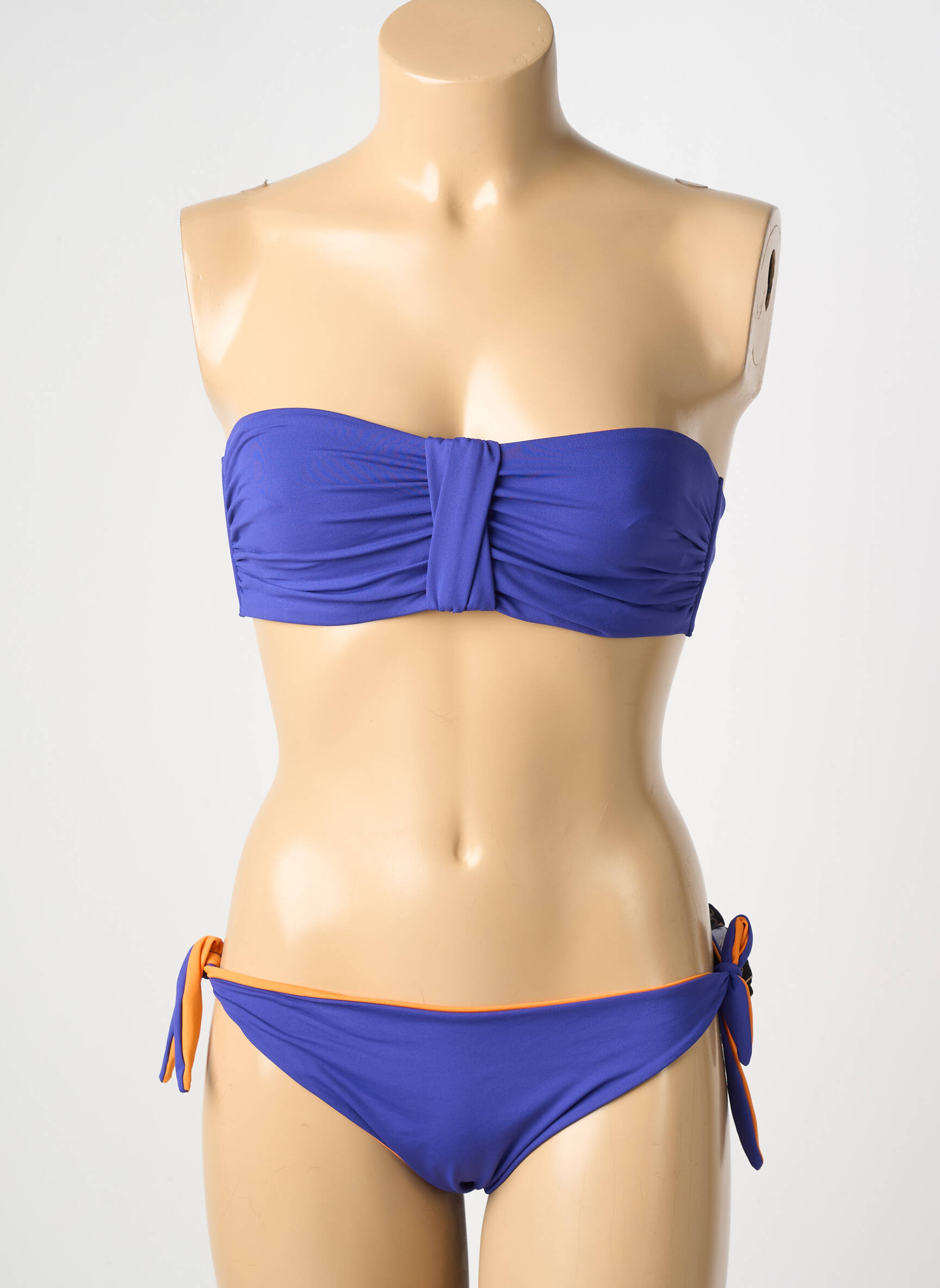 Costum de baie din două piese elasticitate top bentiță albastru TUGU femeie