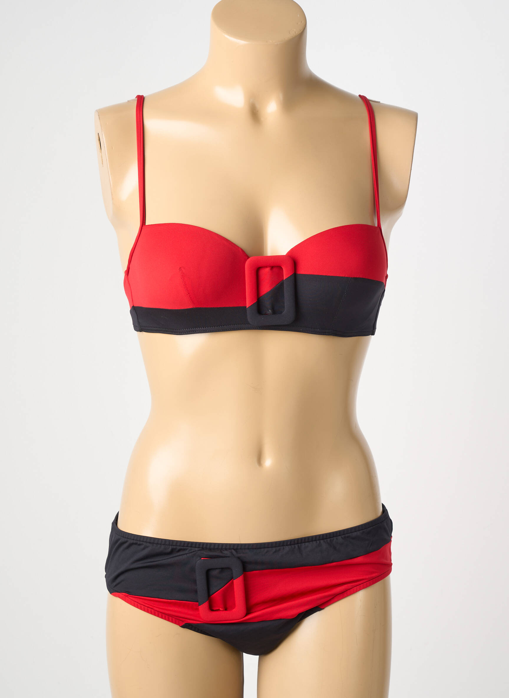 Costum de baie din două piese cu armatură top triunghiuri roșu ANDRES SARDA femeie