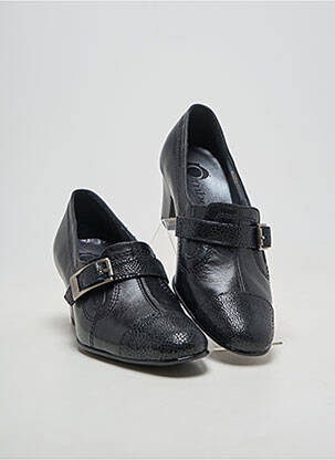 Mocasini material neted toc de 4 la 6 cm negru OMBELLE femeie