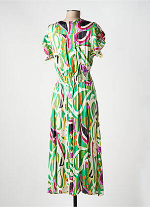 Rochie midi croială fluidă mâneci scurte verde PAKO LITTO femeie